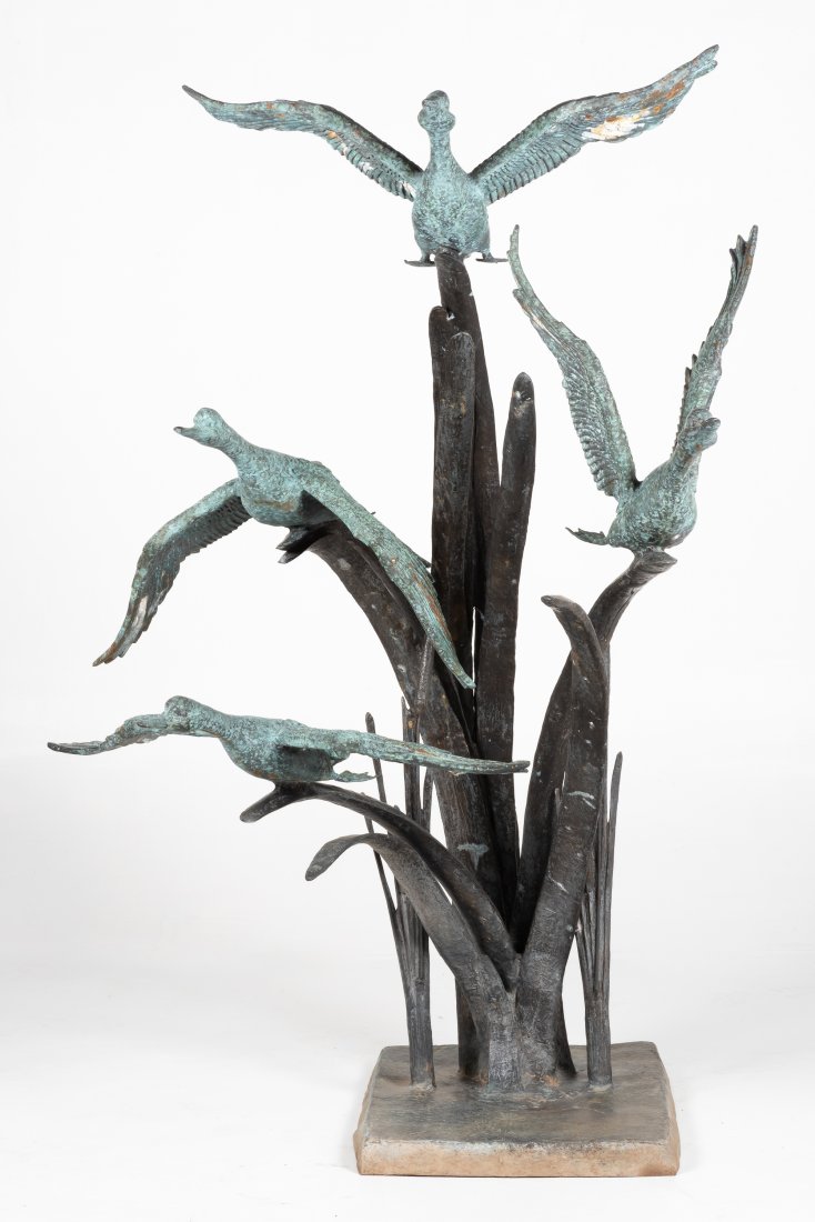 Vintage Bronze Flying Mallards Garden Sculpture (1 of 4)