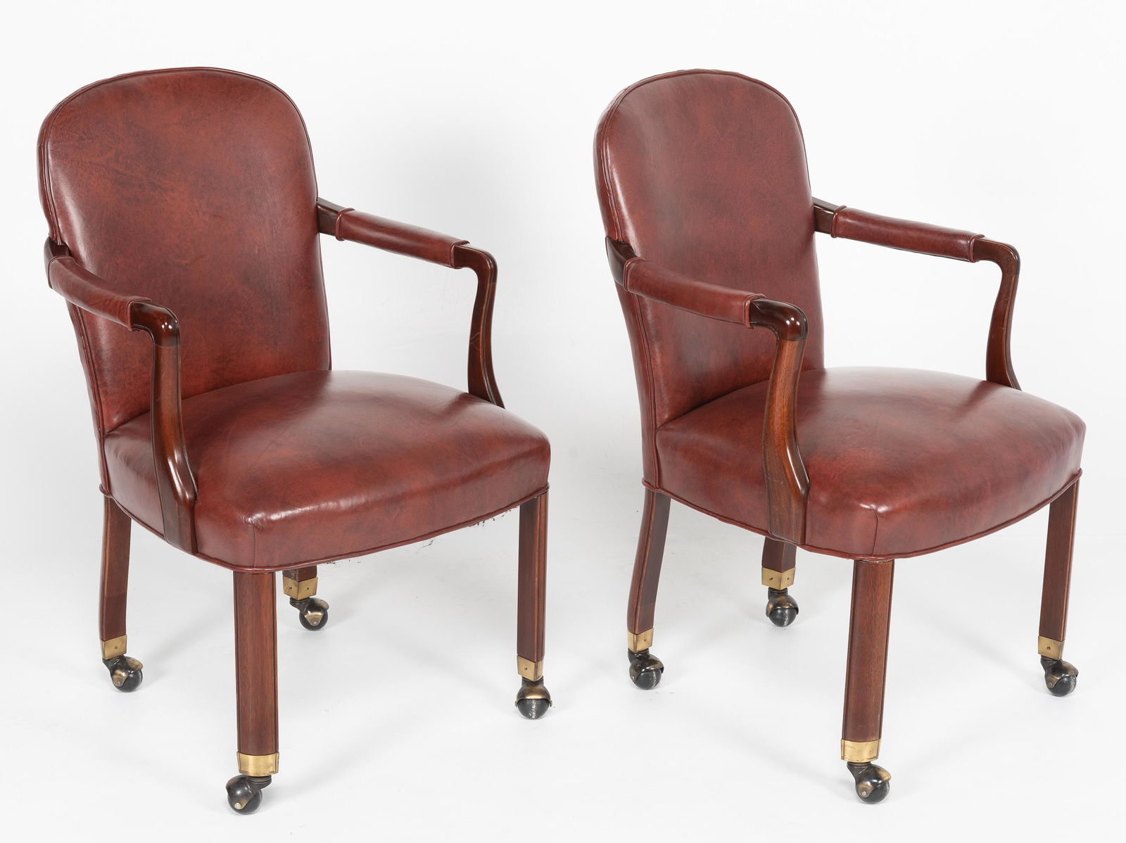 Pair of Hickory Chair Co Leather Arm Chairs (1 of 7)