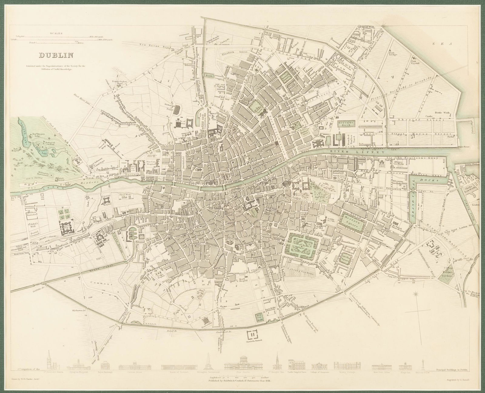 1836 Map of Dublin, Ireland (1 of 3)