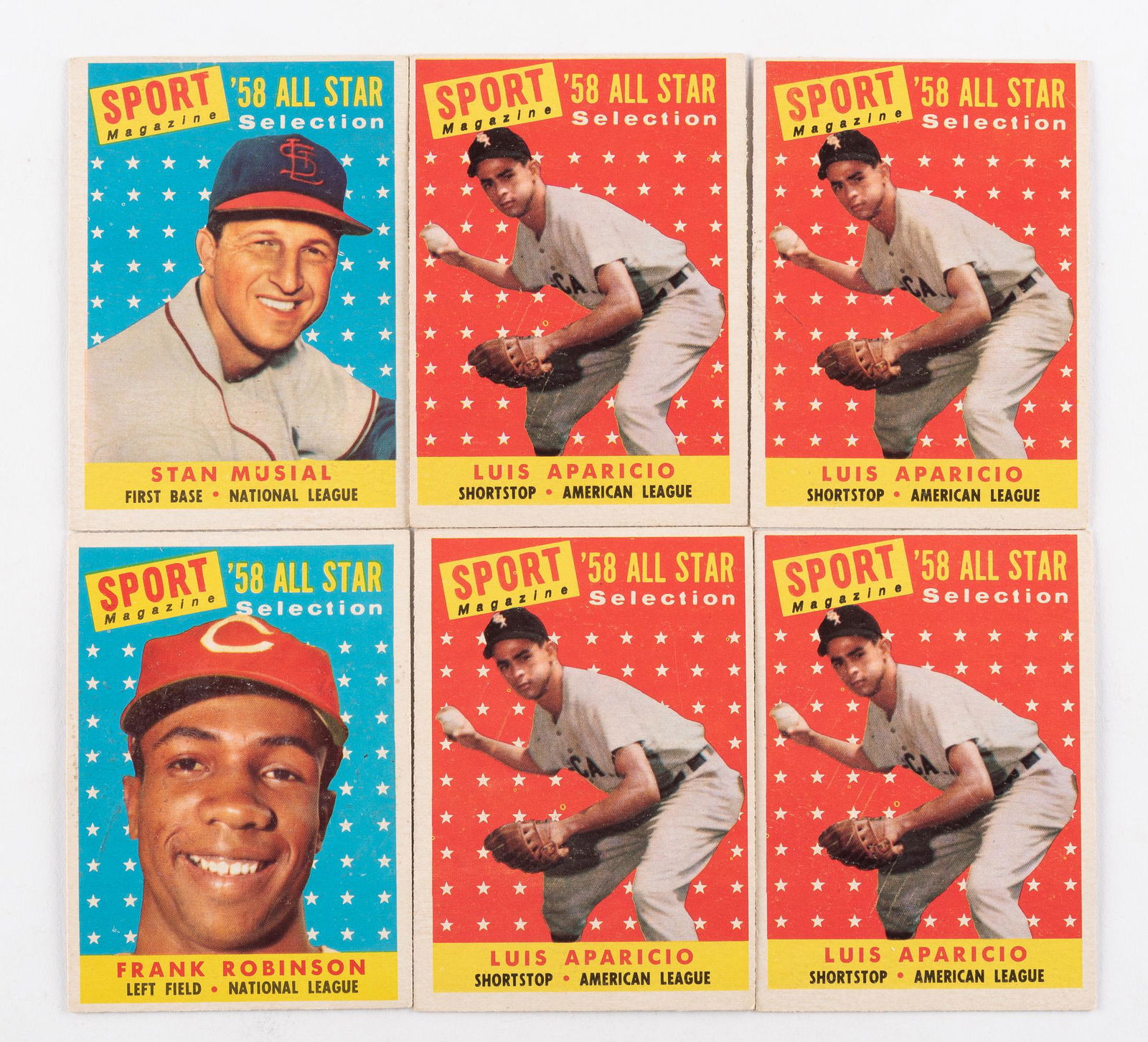 6 1958 Topps Baseball Cards (1 of 2)