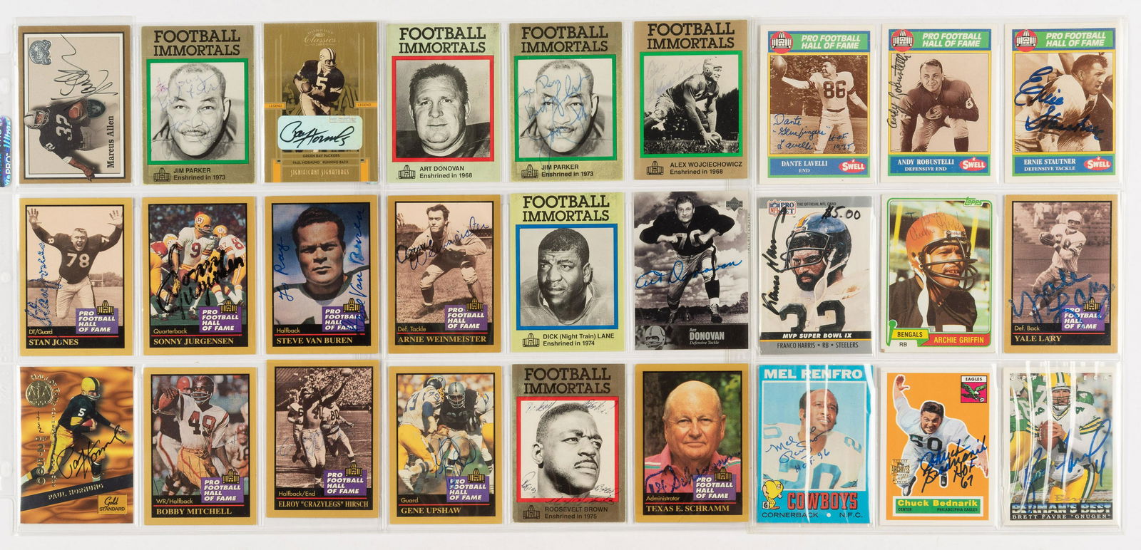 27 Hall of Fame Factory Autographed Football Cards (1 of 4)