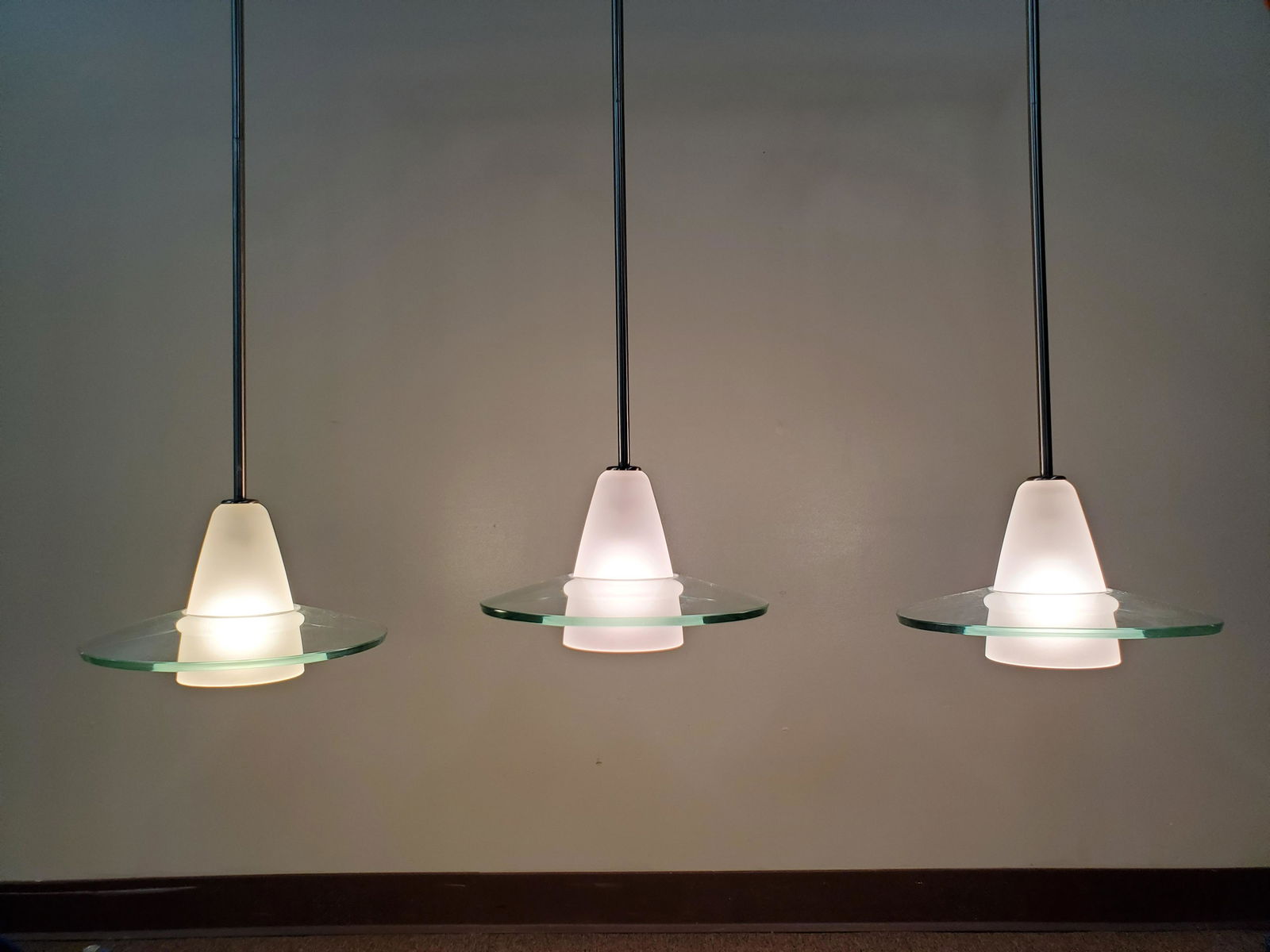 3 Chrome & Glass Pendant Lights (1 of 3)