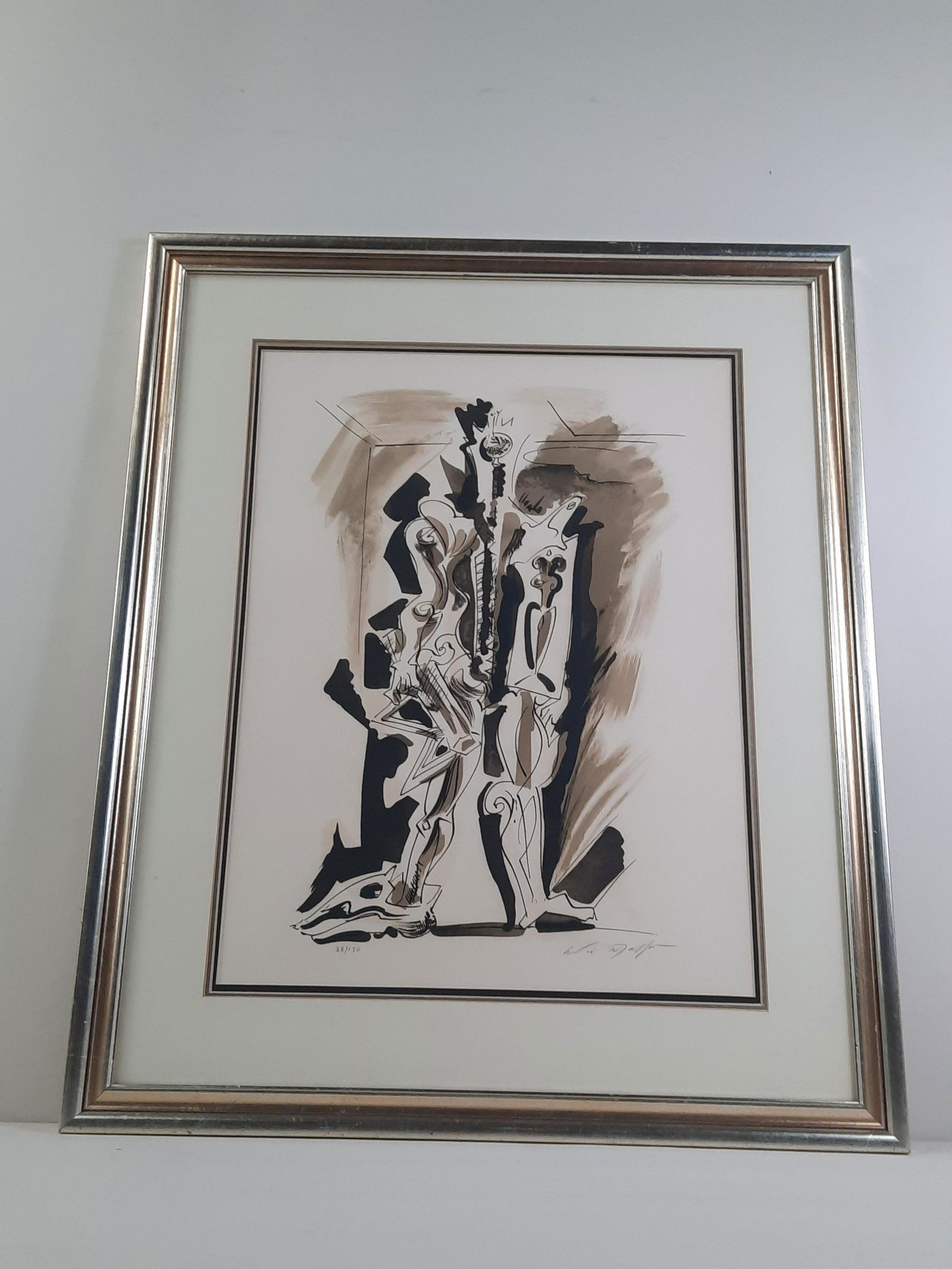 Andre Masson ( French 1896-1987) Lithograph: Edition number 28 / 150. Overall with frame 33-1/2" high x 27-1/2" wide. IMPORTANT: Before bidding, please read the terms and conditions. When you registered for the auction you agreed to these terms