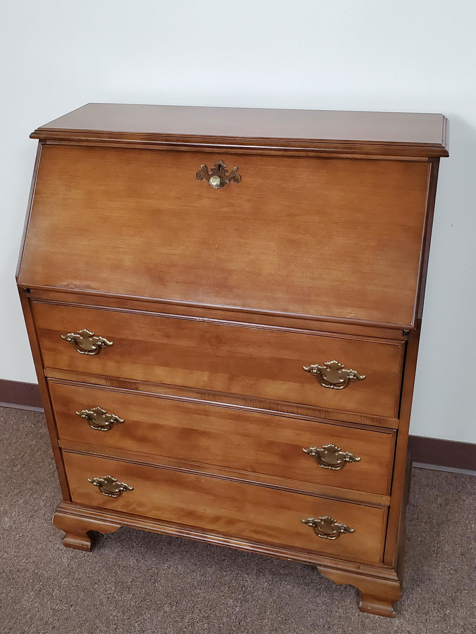 Jasper Cabinet Slant Front Desk: 31 1/2" wide X 16 1/4" deep X 38" high. IMPORTANT: Before bidding, please read the terms and conditions. When you registered for the auction you agreed to these terms and will be required to comply wi