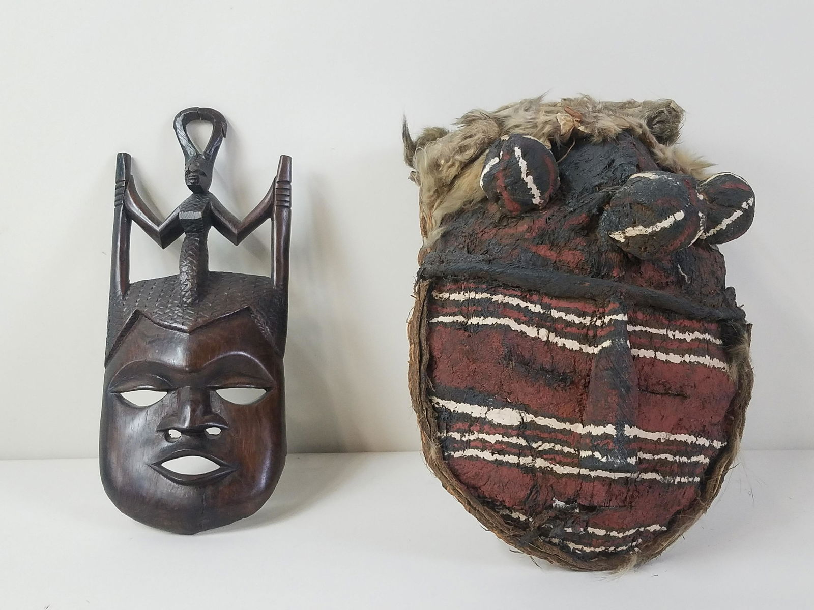 2 African Masks incl Red and Black Painted (1 of 7)