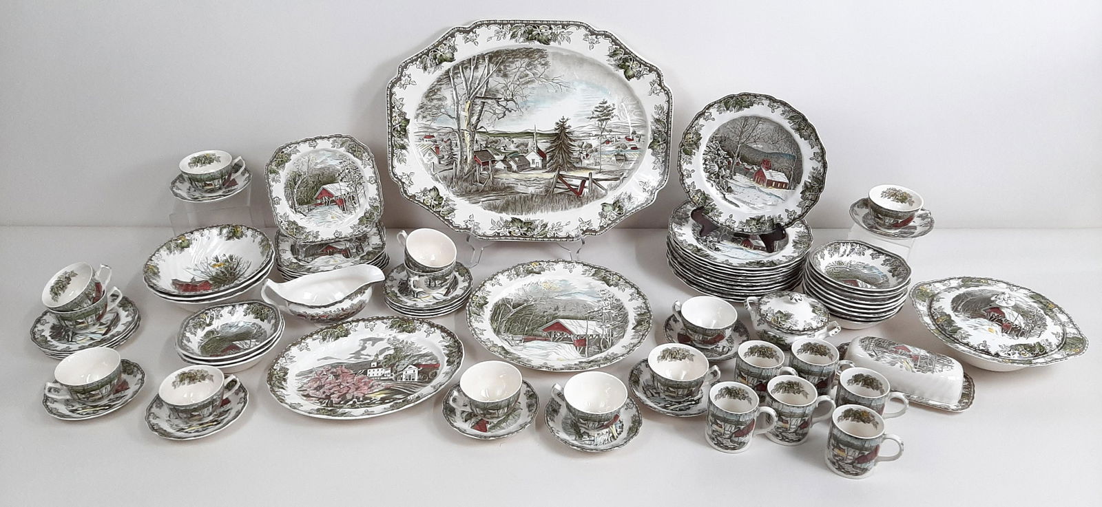 75 Pcs Johnson Bros. "Friendly Village" Dinnerware (1 of 9)