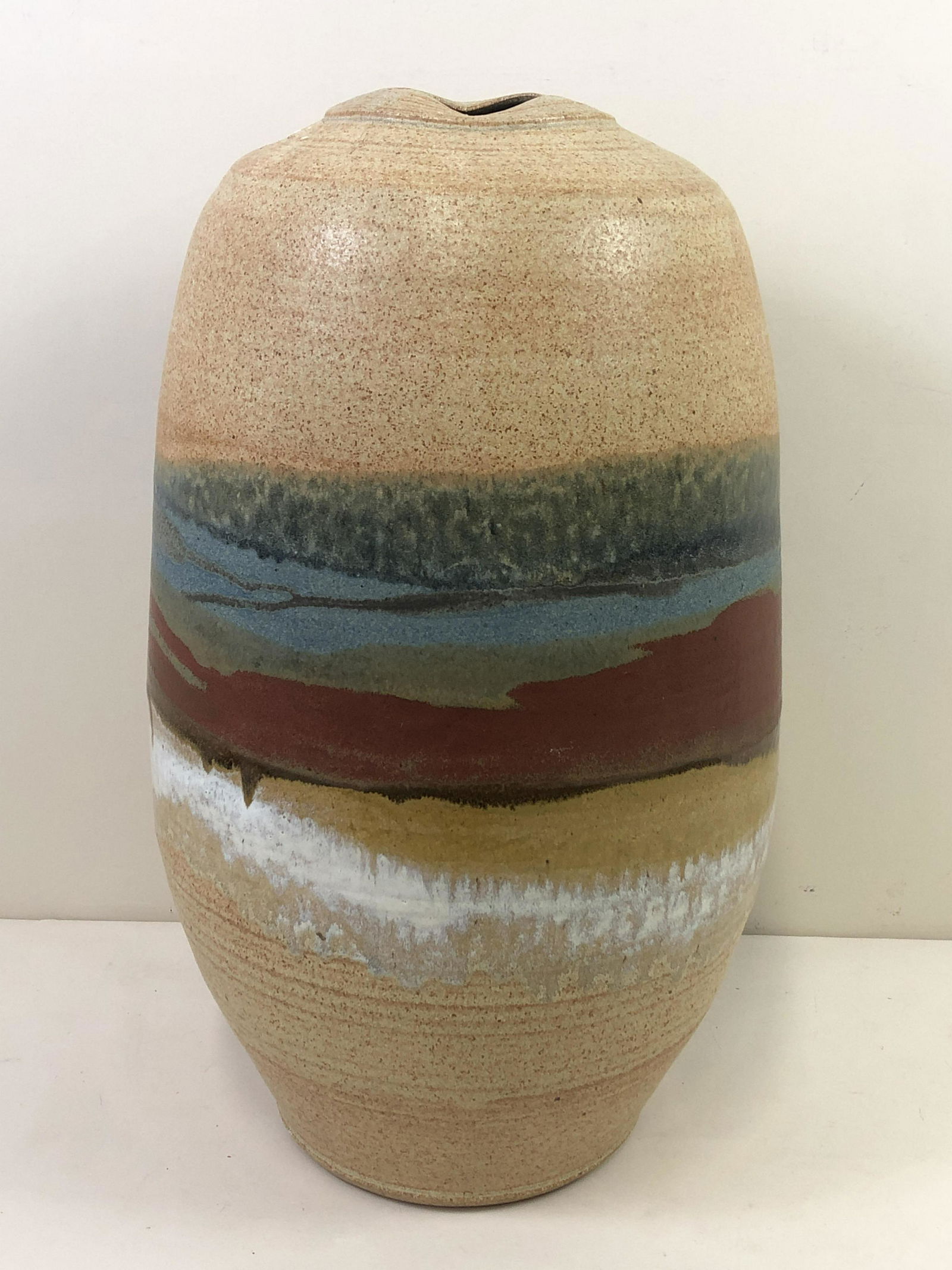 20 1/2" Studio Ceramic Vase Signed Blue (1 of 3)