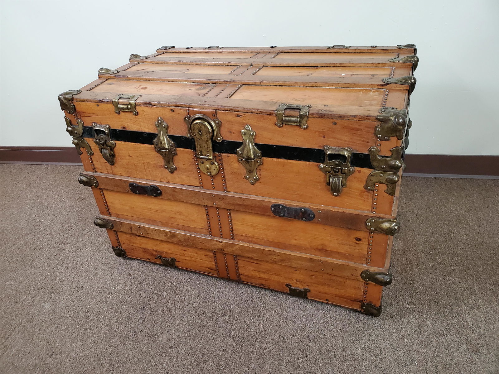 Steamer Trunk With Brass Hardware (1 of 5)