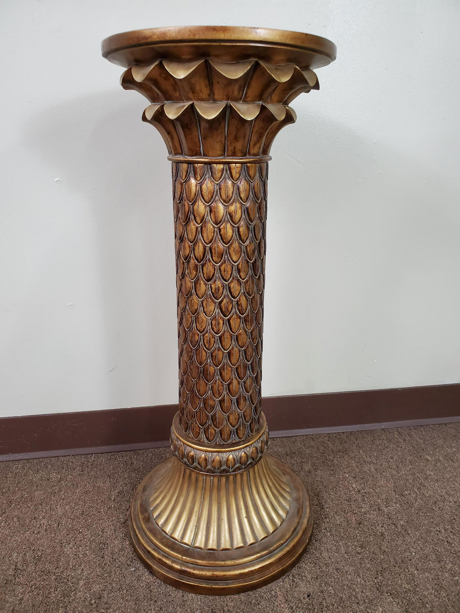 Dragon Scale Carved Plant Stand (1 of 4)