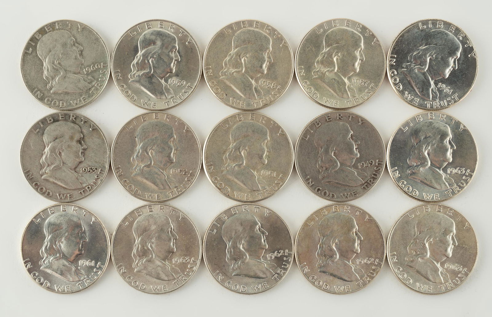 15 Franklin Half Dollars (1 of 2)