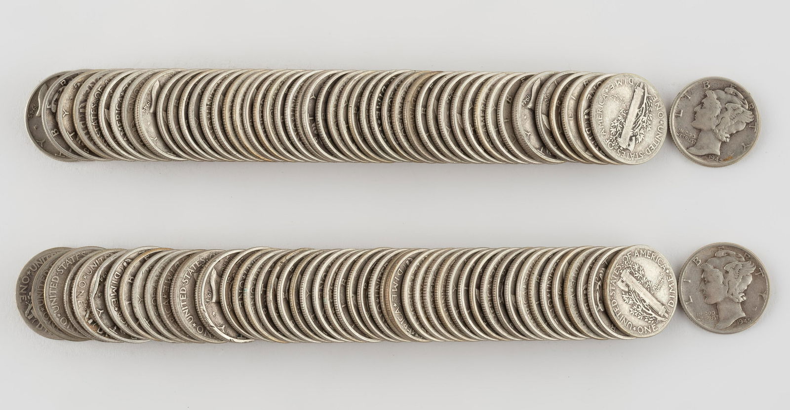 100 Mercury Dimes, Mostly 1940's (1 of 1)