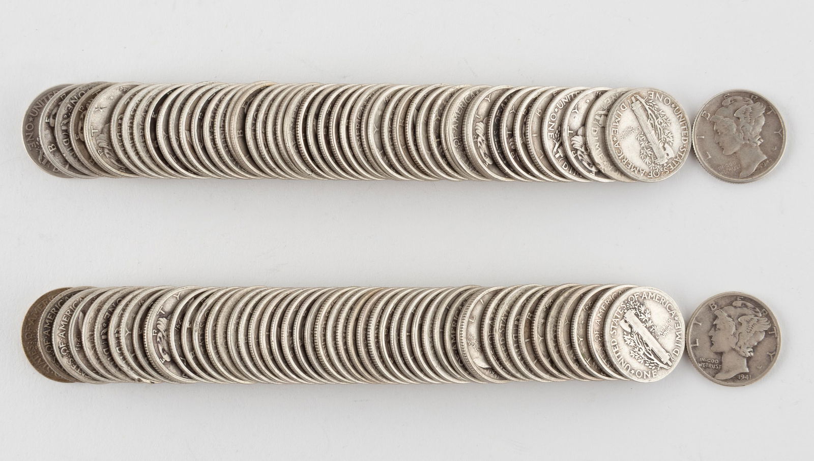 100 Mercury Dimes, Mostly 1940's (1 of 1)