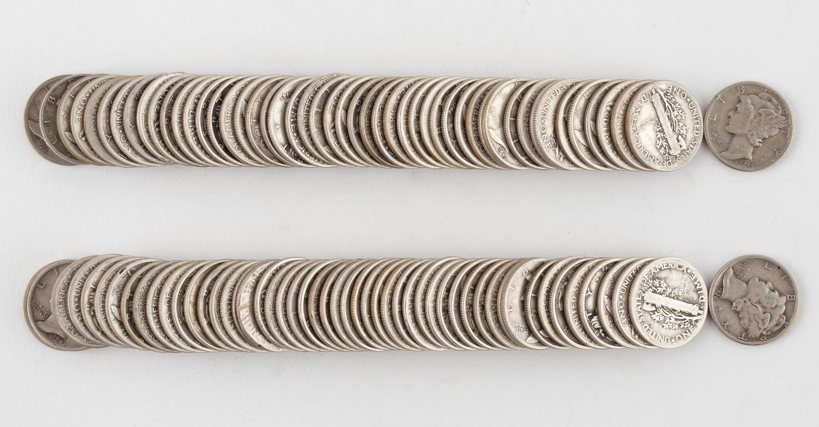 100 Mercury Dimes (1920-1940's) (1 of 1)