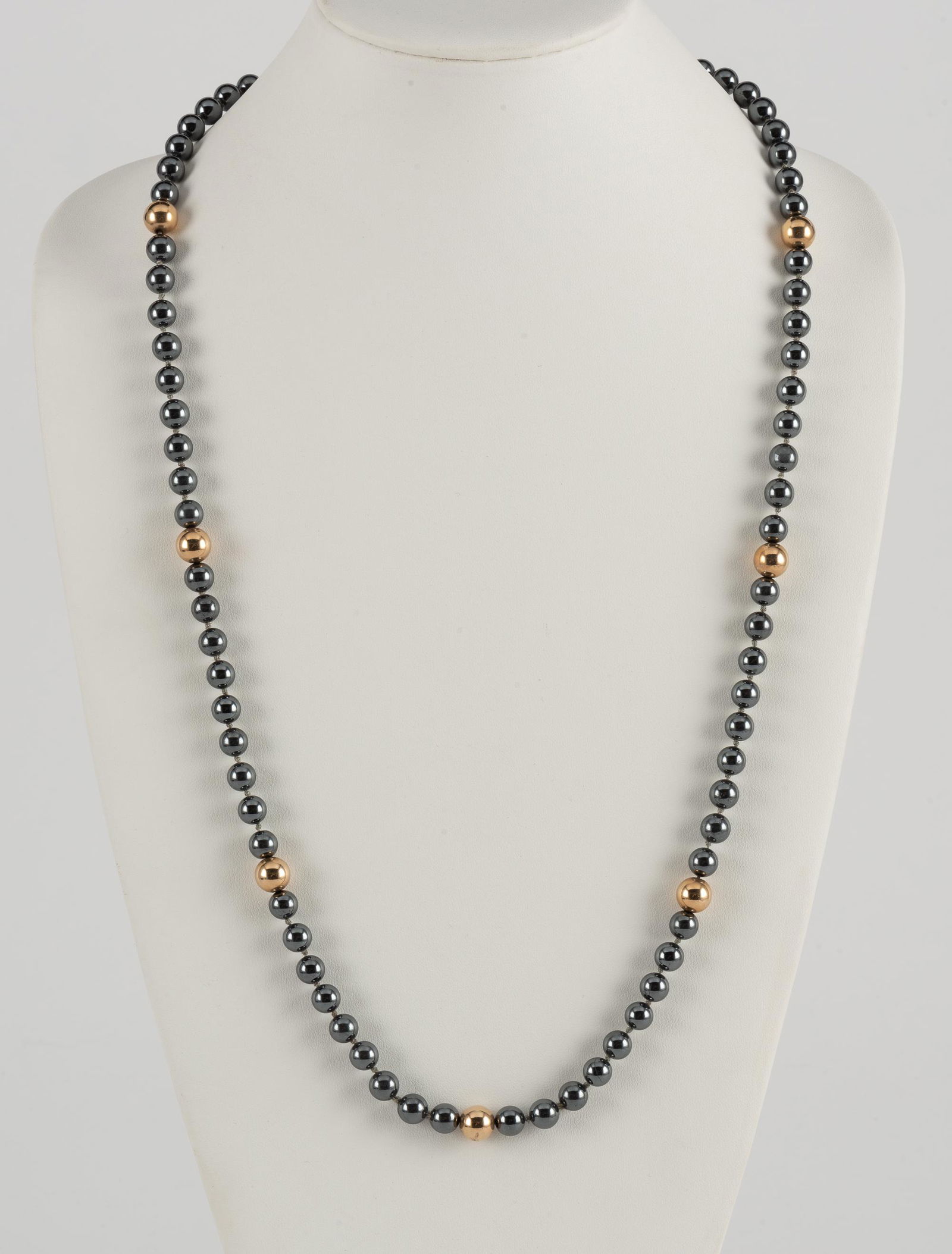 Gold & Hematite Bead Necklace (1 of 3)