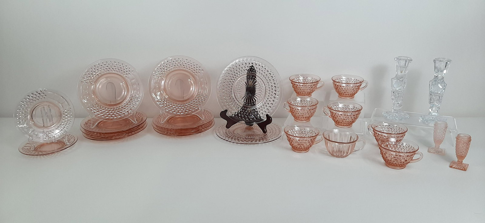 24 Pcs Pink Depression and Candlesticks (1 of 4)