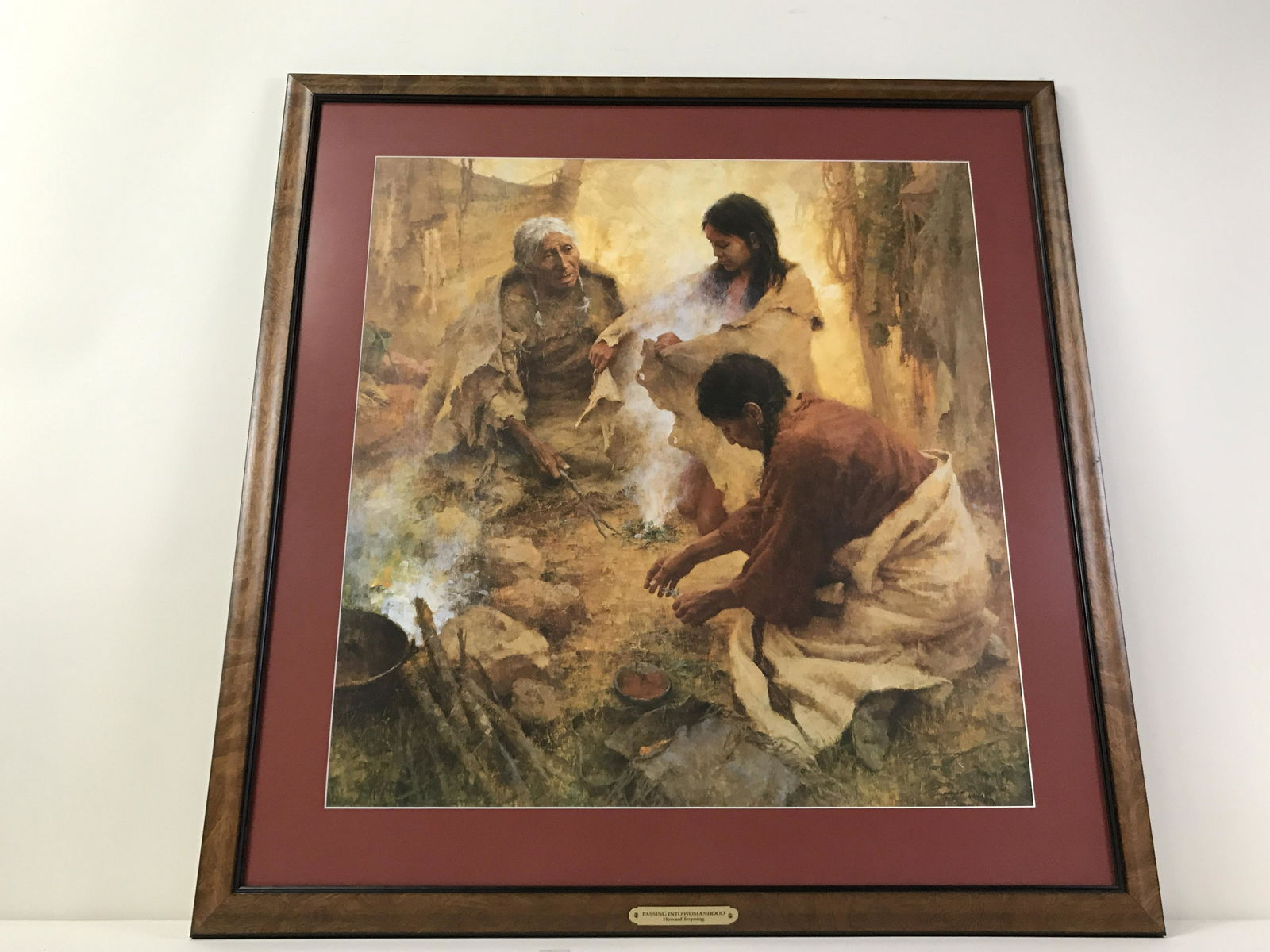 Howard Terpning Passing Into Womanhood: Edition number 593 / 650. Overall with frame 36-3/4 high x 35-1/2 wide. IMPORTANT: Before bidding, please read the terms and conditions. When you registered for the auction you agreed to these terms a