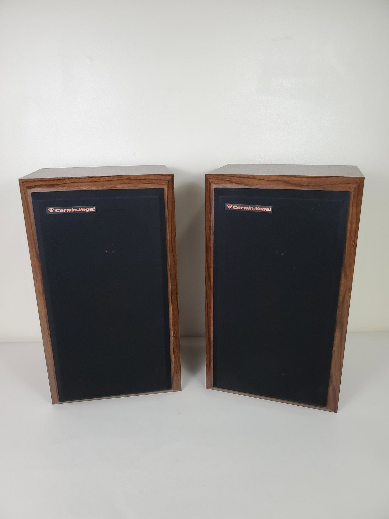 Pair Of Cerwin-Vega AT-8 Speakers: 12 1/4" wide X 10" deep X 21" high. IMPORTANT: Before bidding, please read the terms and conditions. When you registered for the auction you agreed to these terms and will be required to comply with t