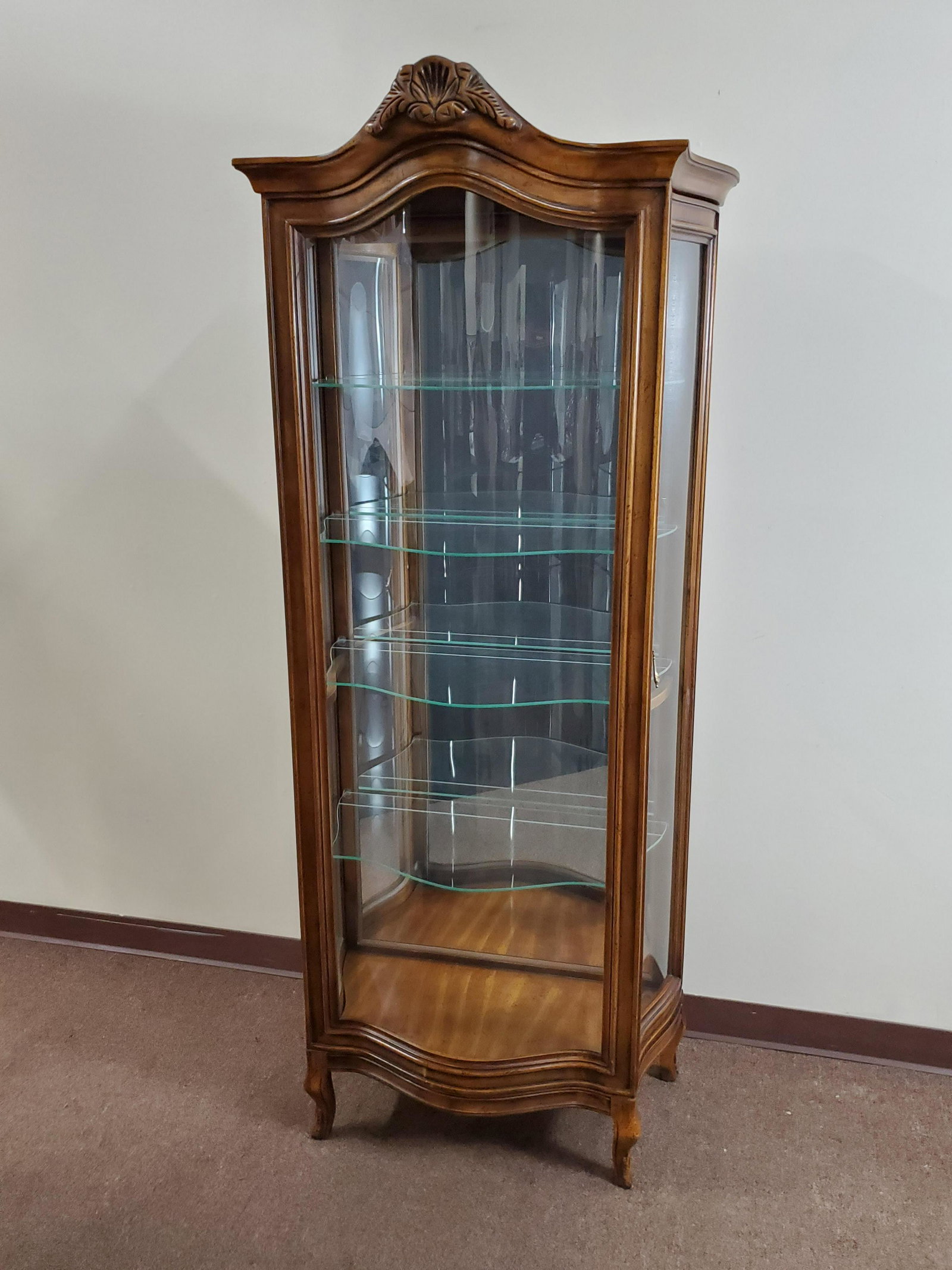 Bow Front Lighted Curio Cabinet (1 of 3)