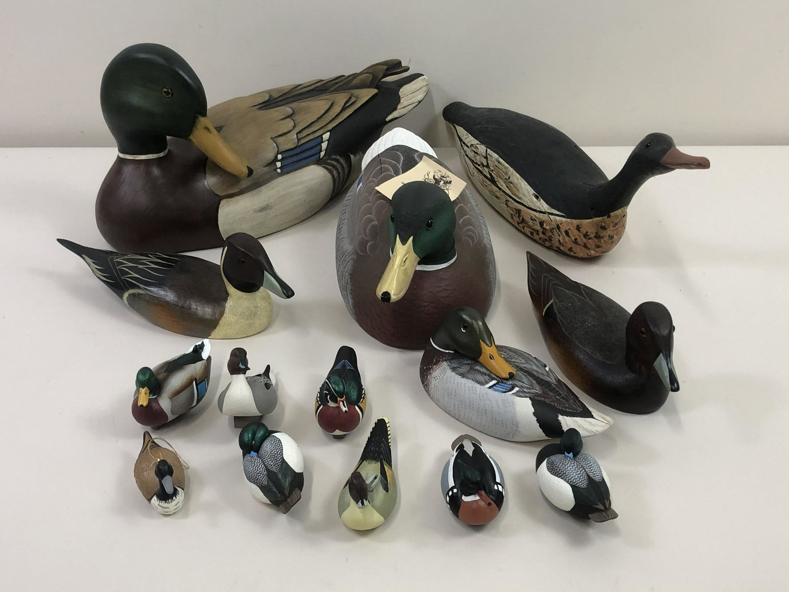 14 Pcs Wood & Ceramic Duck Decoys (1 of 16)