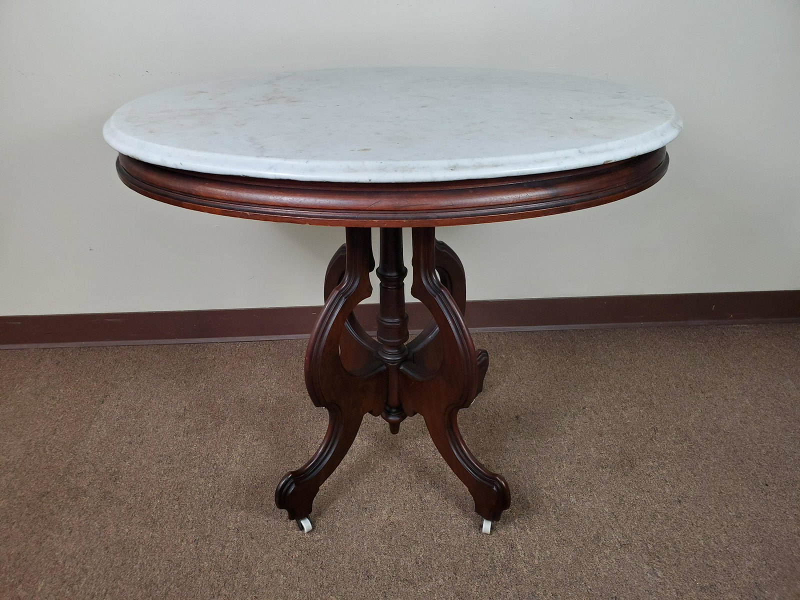 Victorian Oval Marble Top Table (1 of 3)