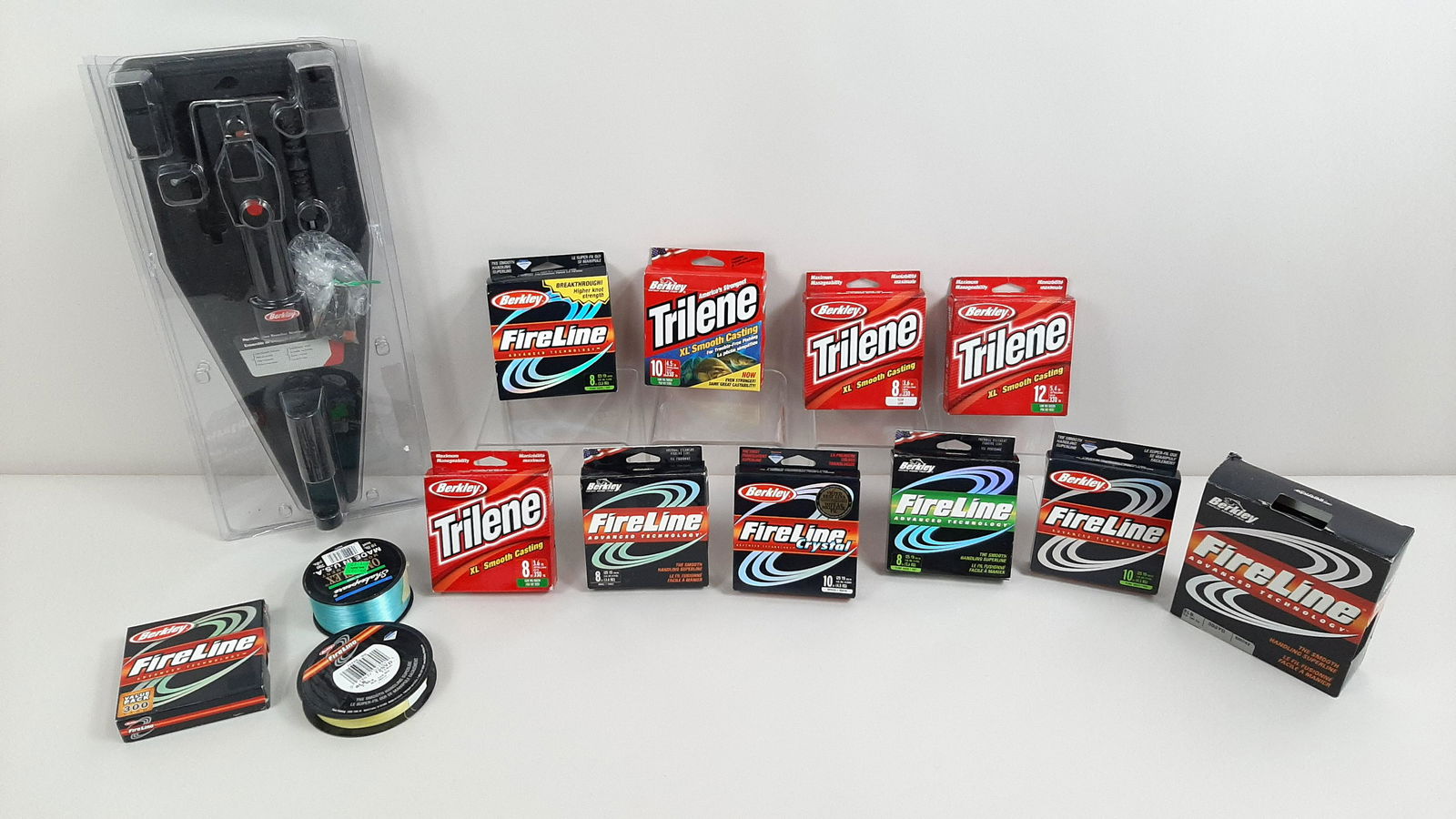 13 Spools Fishing Line and Line Spooling Station (1 of 3)