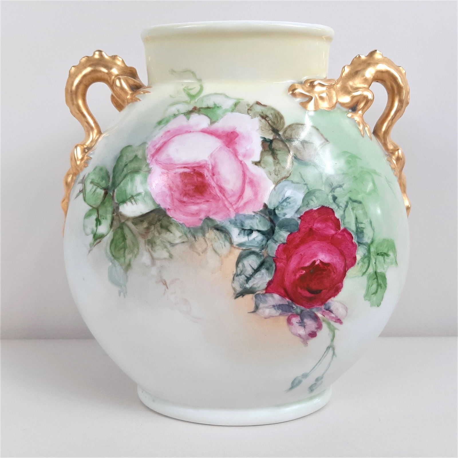 Hand Painted J.P.L. Dragon Double Handle Vase (1 of 5)