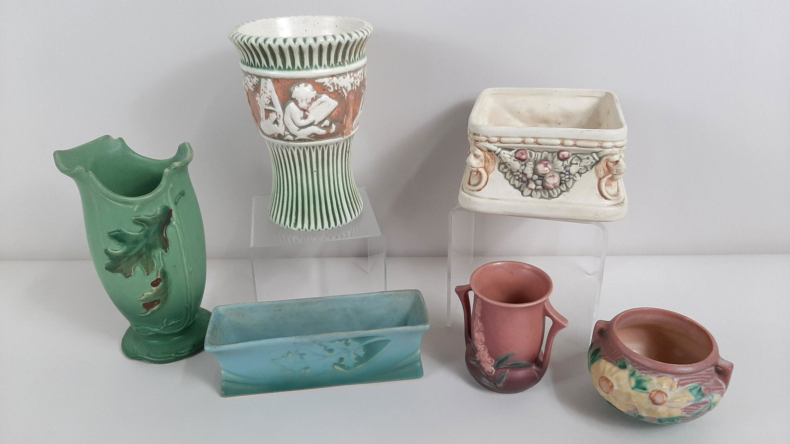 6 Pcs Roseville and Weller Pottery (1 of 9)