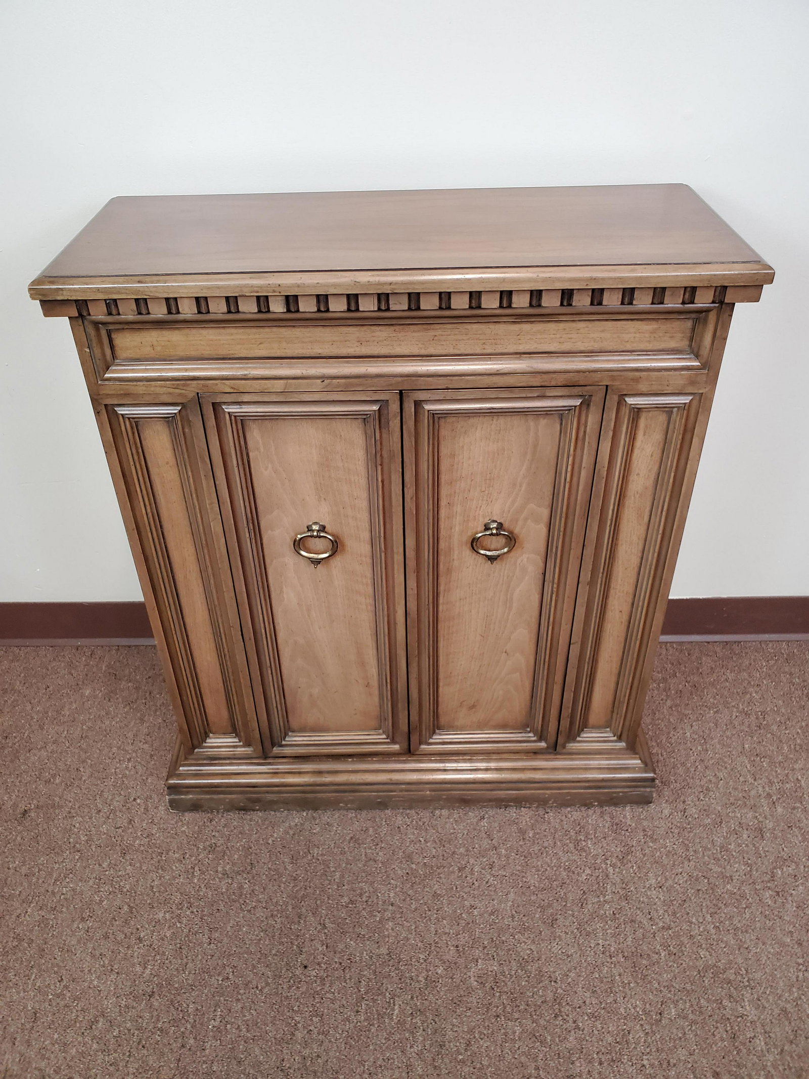 Low Cabinet: 27 1/2" wide X 11 1/4" deep X 32 1/4" high. IMPORTANT: Before bidding, please read the terms and conditions. When you registered for the auction you agreed to these terms and will be required to compl