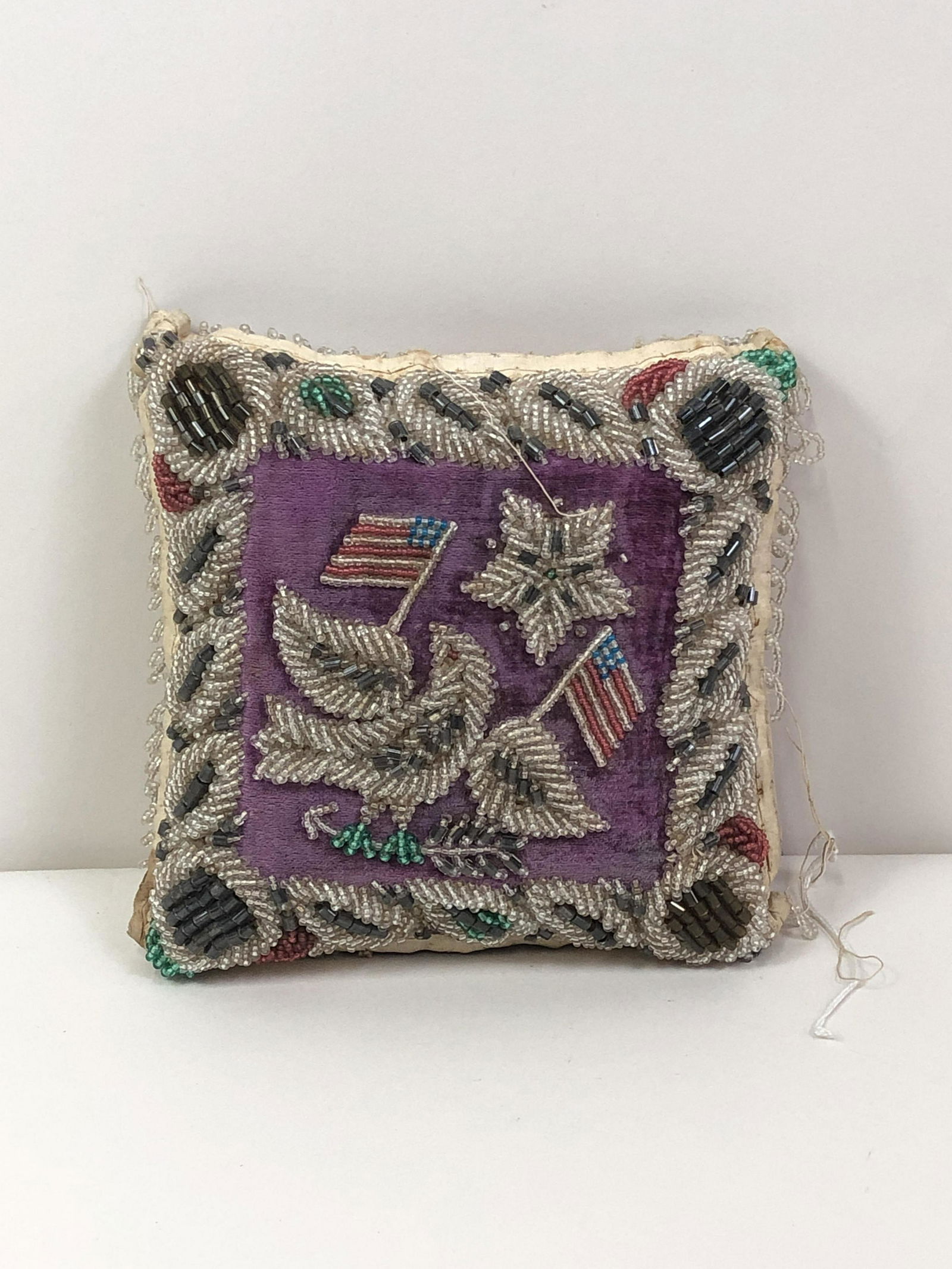 Antique Iroquois Patriotic Beaded Pillow (1 of 3)