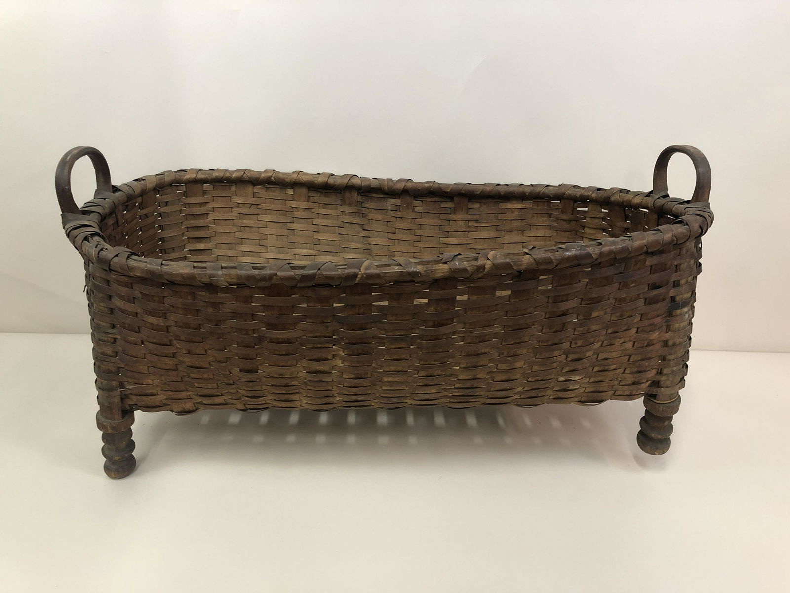 19th C. Pound Ridge Oak Splint Cradle Basket (1 of 3)