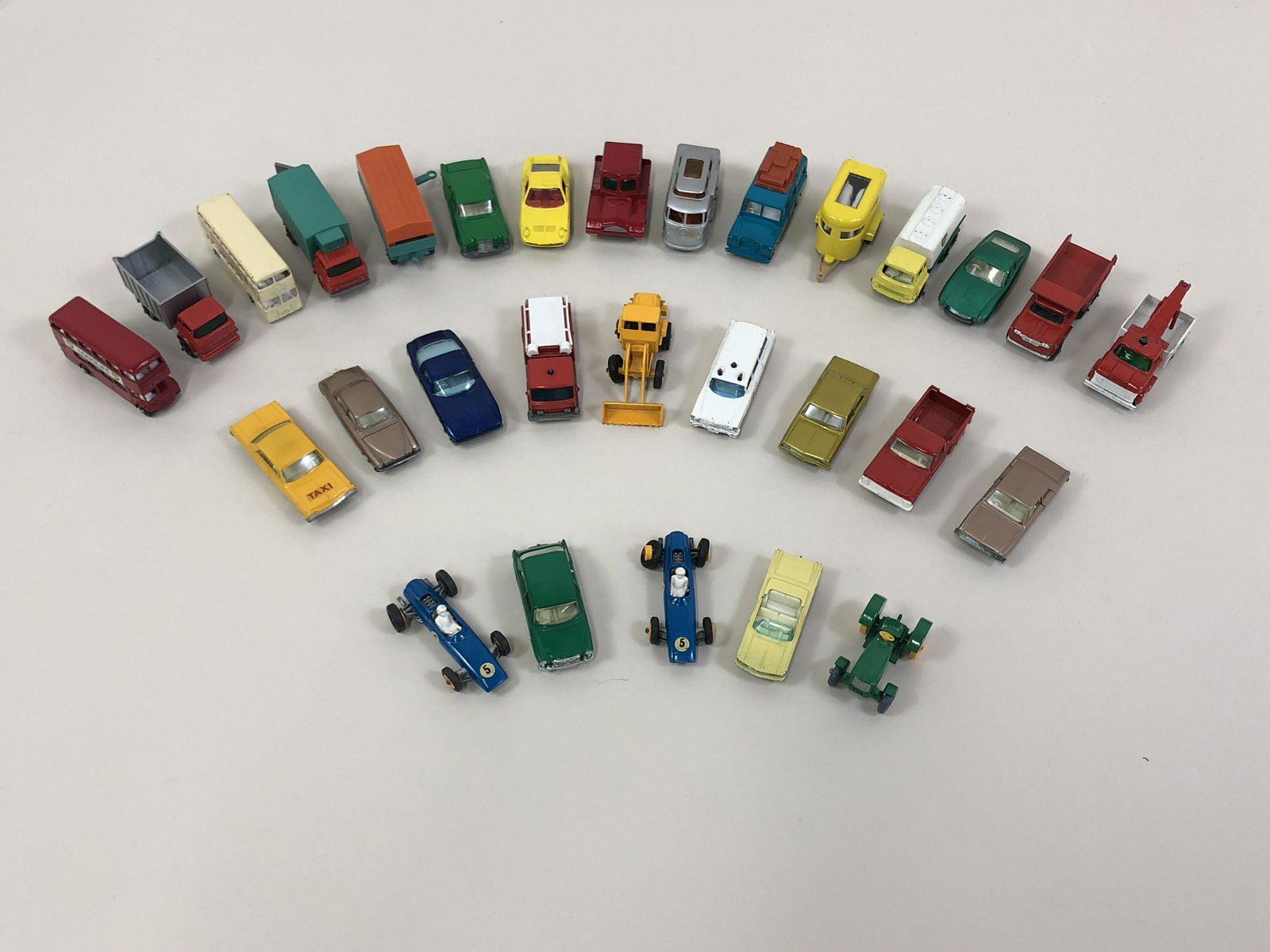 29 Pcs Lesney Matchbox Cars: 1/2" to 1 1/2" high. IMPORTANT: Before bidding, please read the terms and conditions. When you registered for the auction you agreed to these terms and will be required to comply with them.