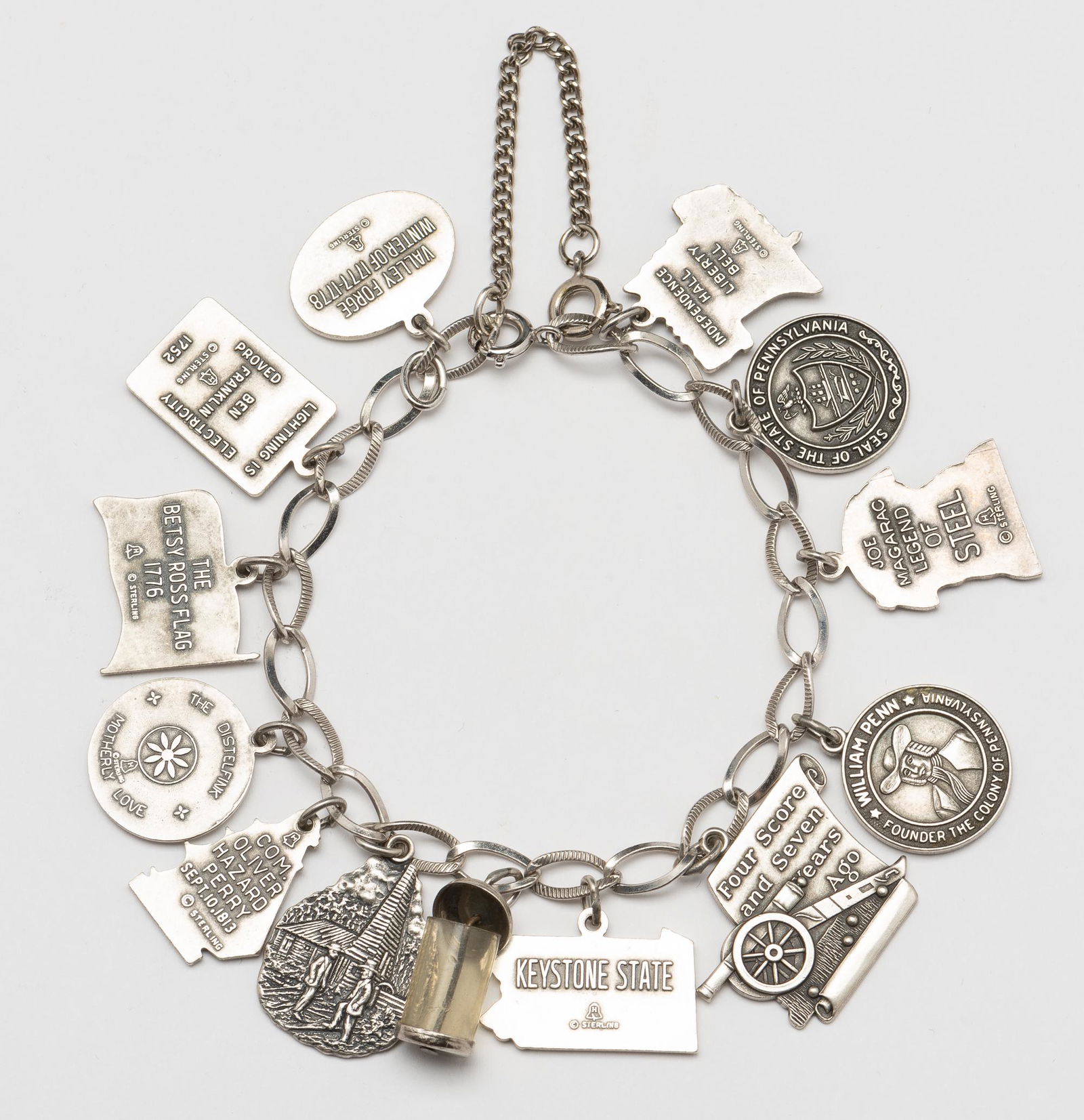Sterling Charm Bracelet with 13 Sterling Charms (1 of 2)