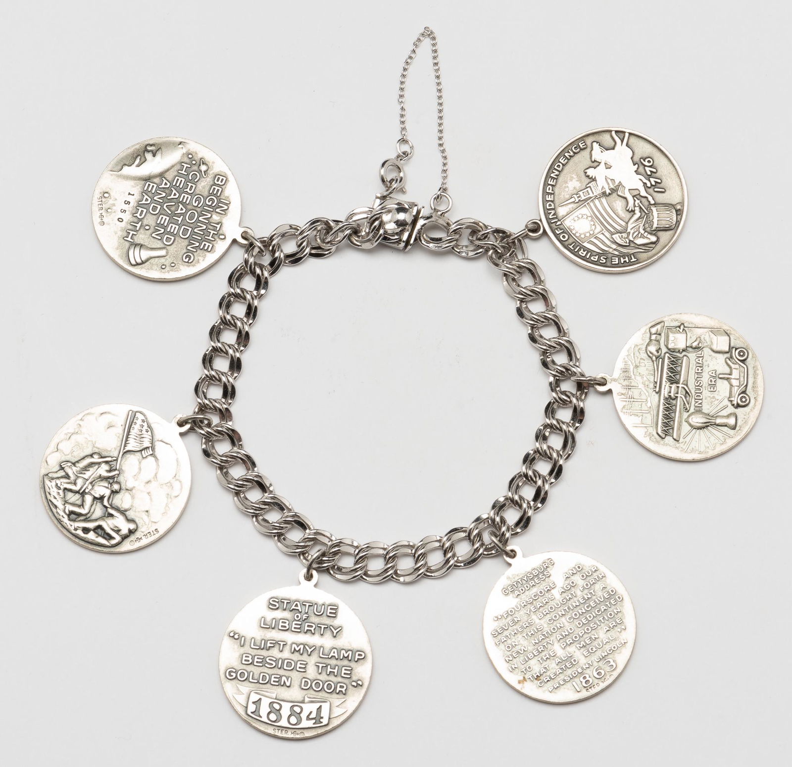 Sterling Charm Bracelet with 6 Charms (1 of 3)