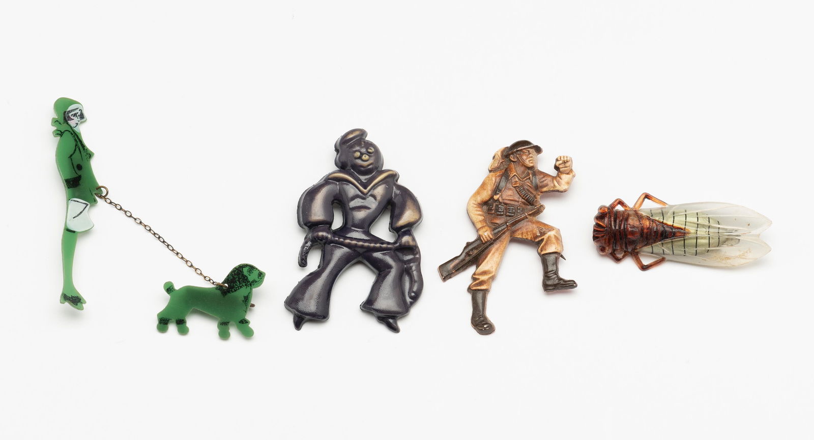 4 Vintage Plastic Figural Pins (1 of 5)