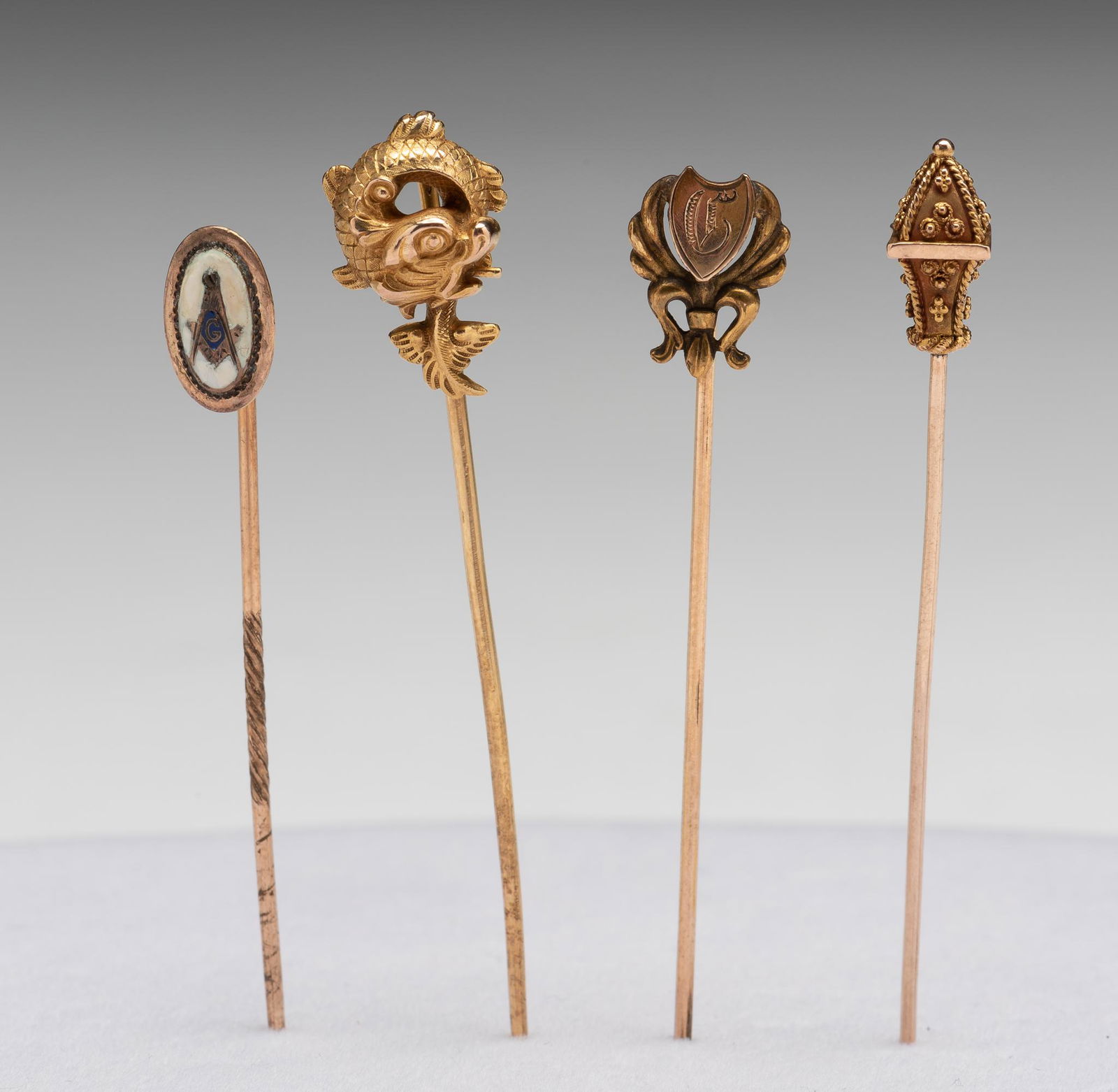 4 Antique Gold Filled Stick Pins Incl Masonic (1 of 2)