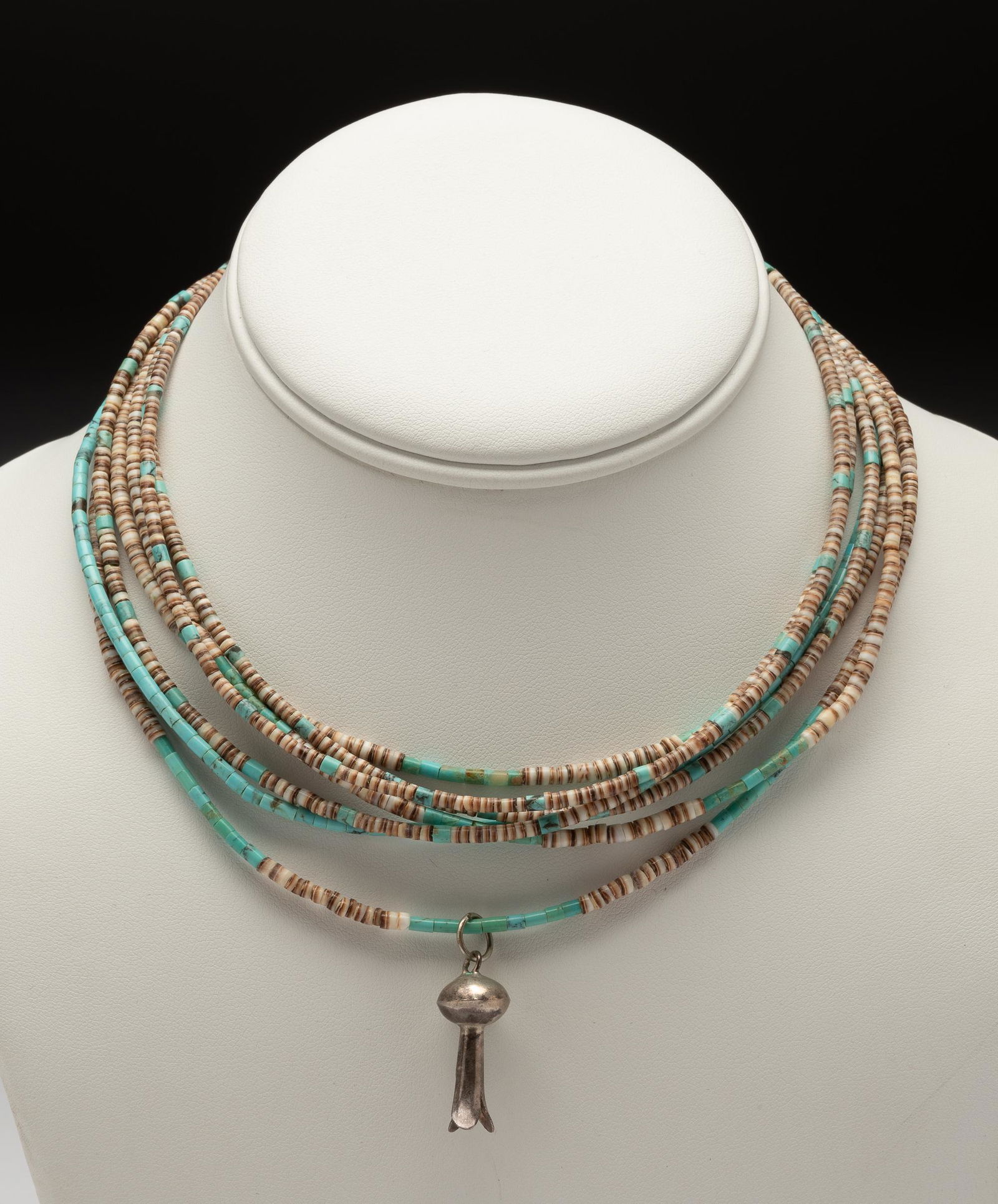 7 Native American Shell & Turquoise Bead Necklaces (1 of 3)