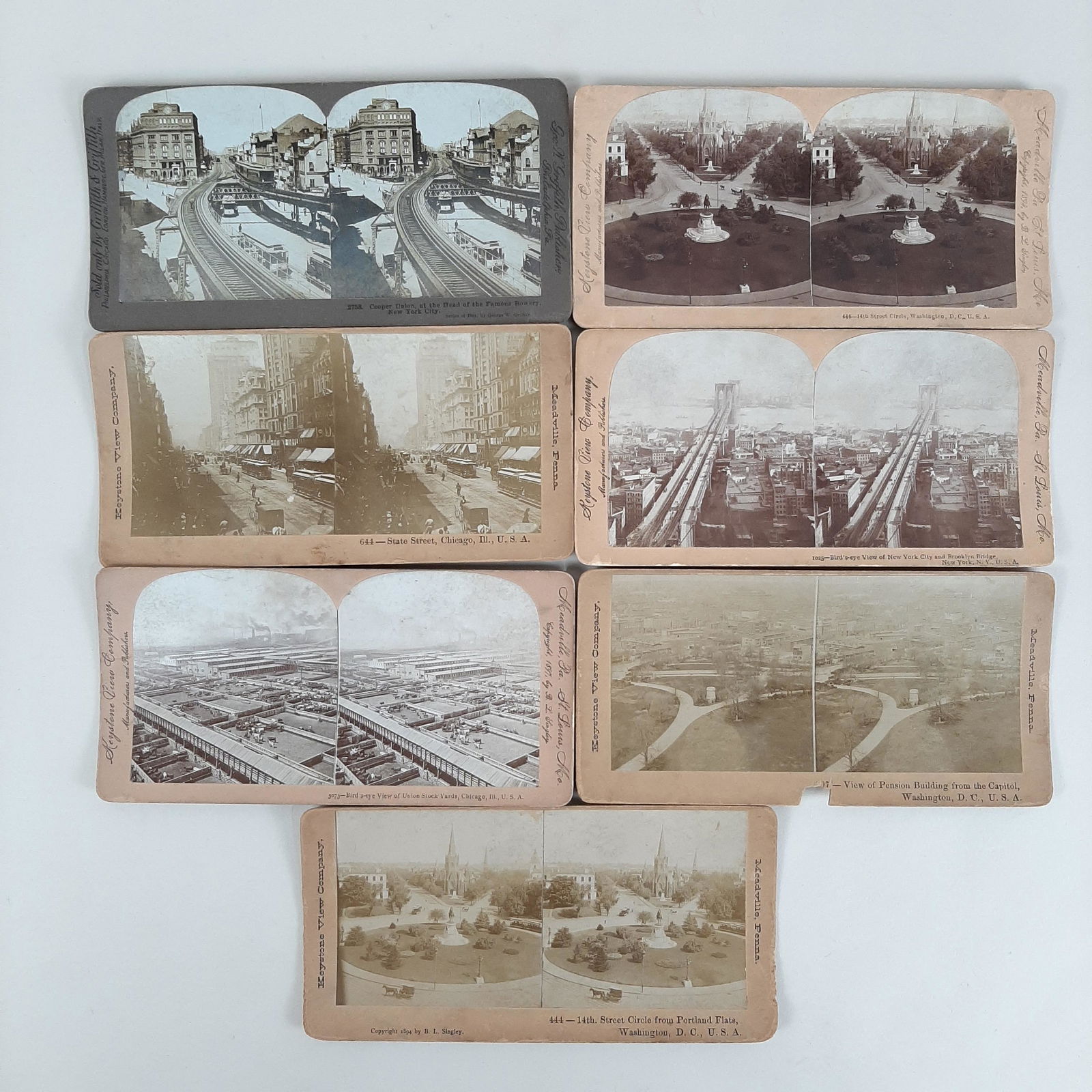 7 Stereocards incl. New York, Chicago and D.C. (1 of 5)