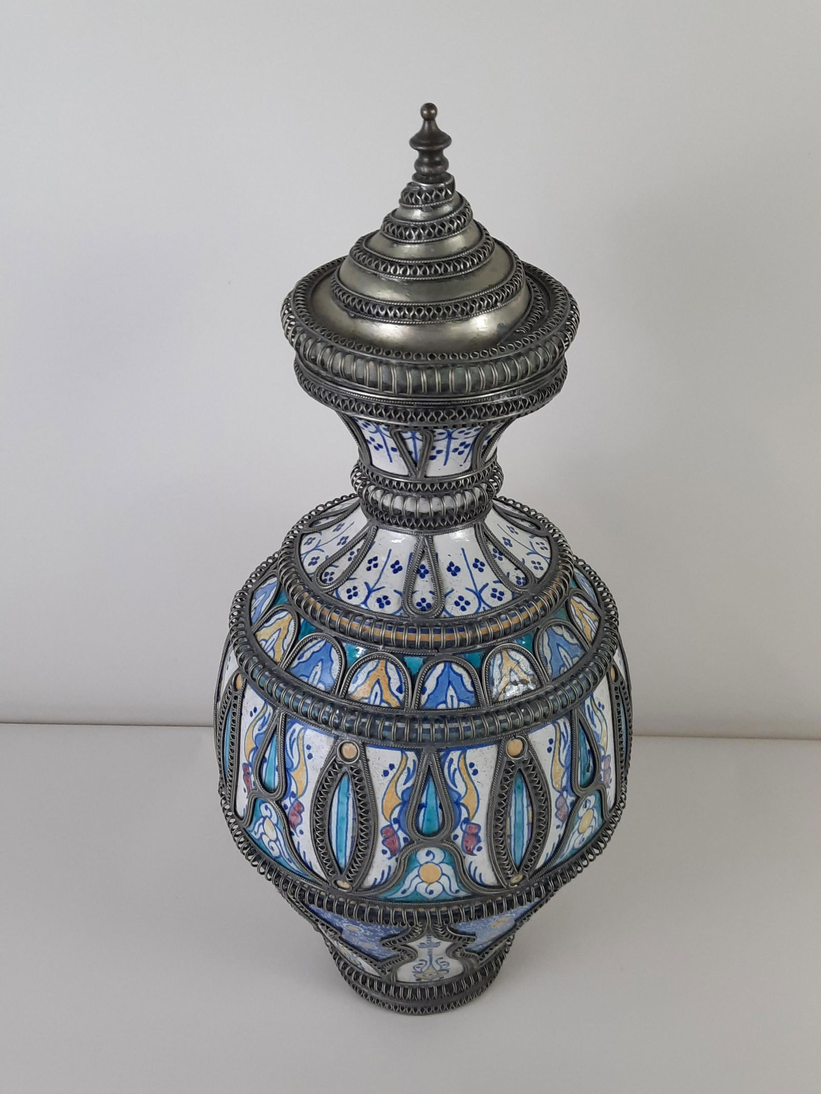 Indian Wire Wrapped Ceramic Lidded Jar (1 of 5)