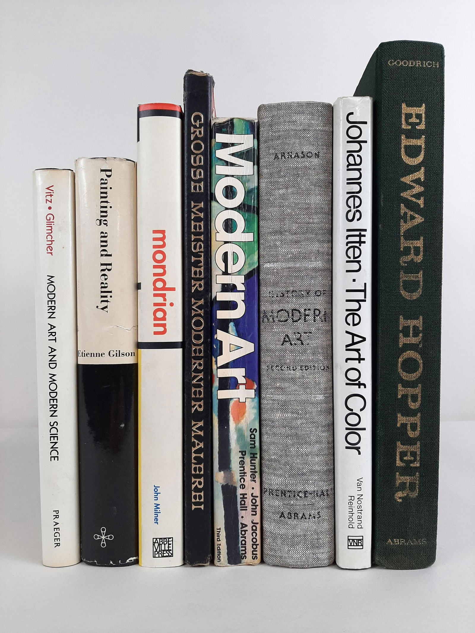 8 Modern Art Books: Includes Painting and Reality by Etienne Gilson, Modern Art and Modern Science by Paul C. Vitz and Arnold B. Glimcher, Modern Art by John Jacobus and Sam Hunter, History of Modern Art by H.H. Areas on