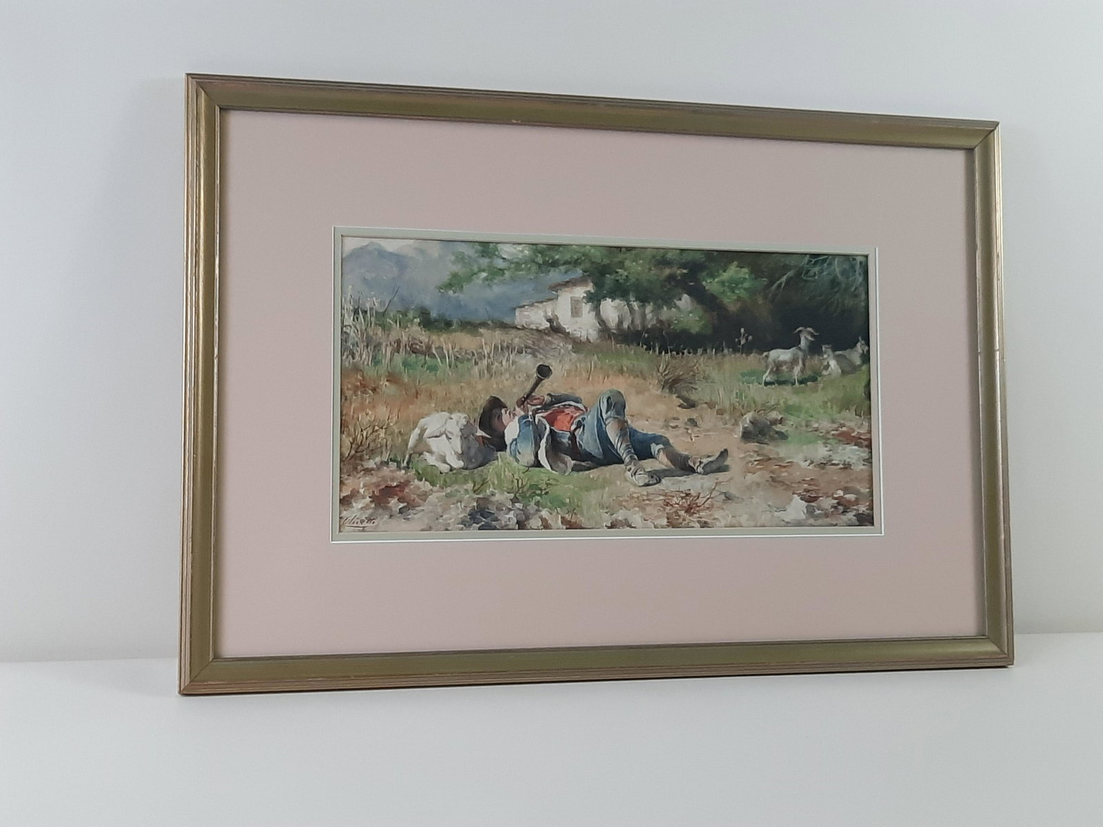 Olivetti Boy Playing Bugle Watercolor (1 of 2)