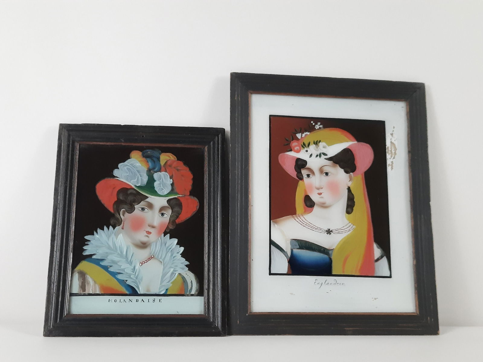 Continental Reverse Glass Painted Portraits (1 of 4)