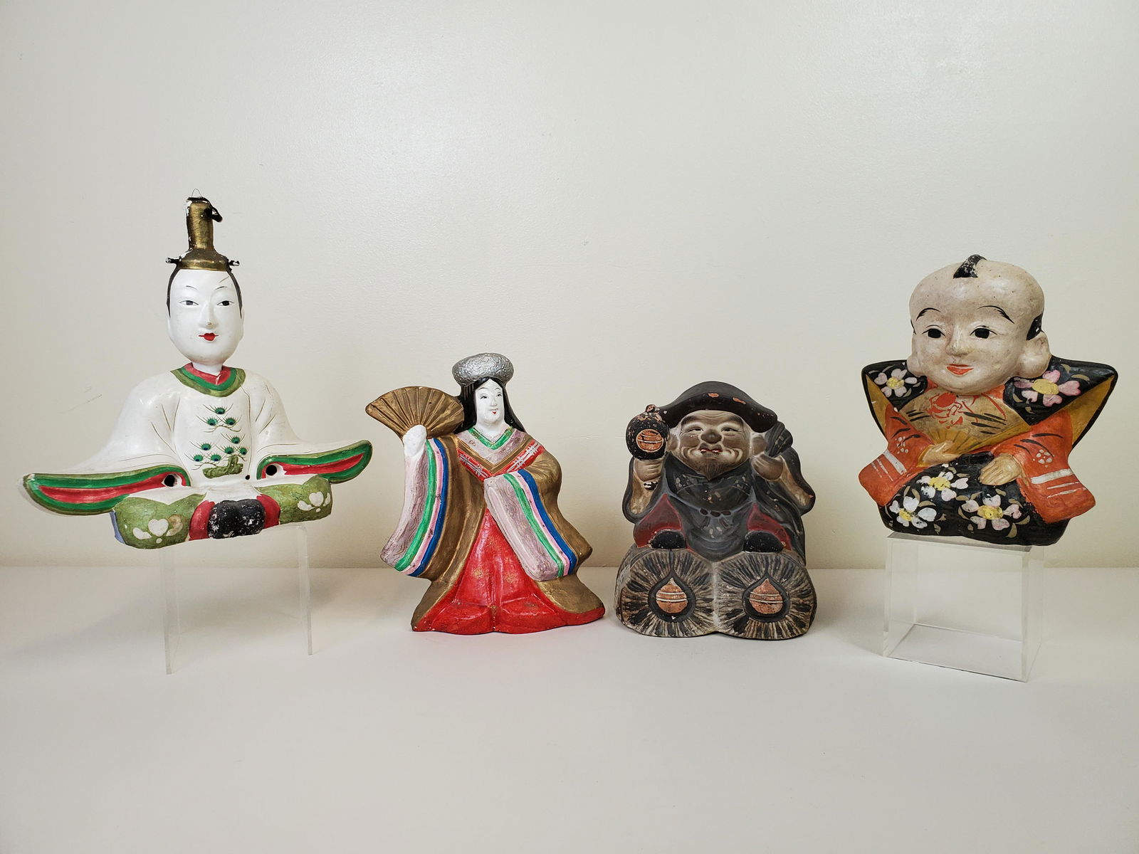 4 Asian Polychrome Figures Paper Mache (1 of 12)