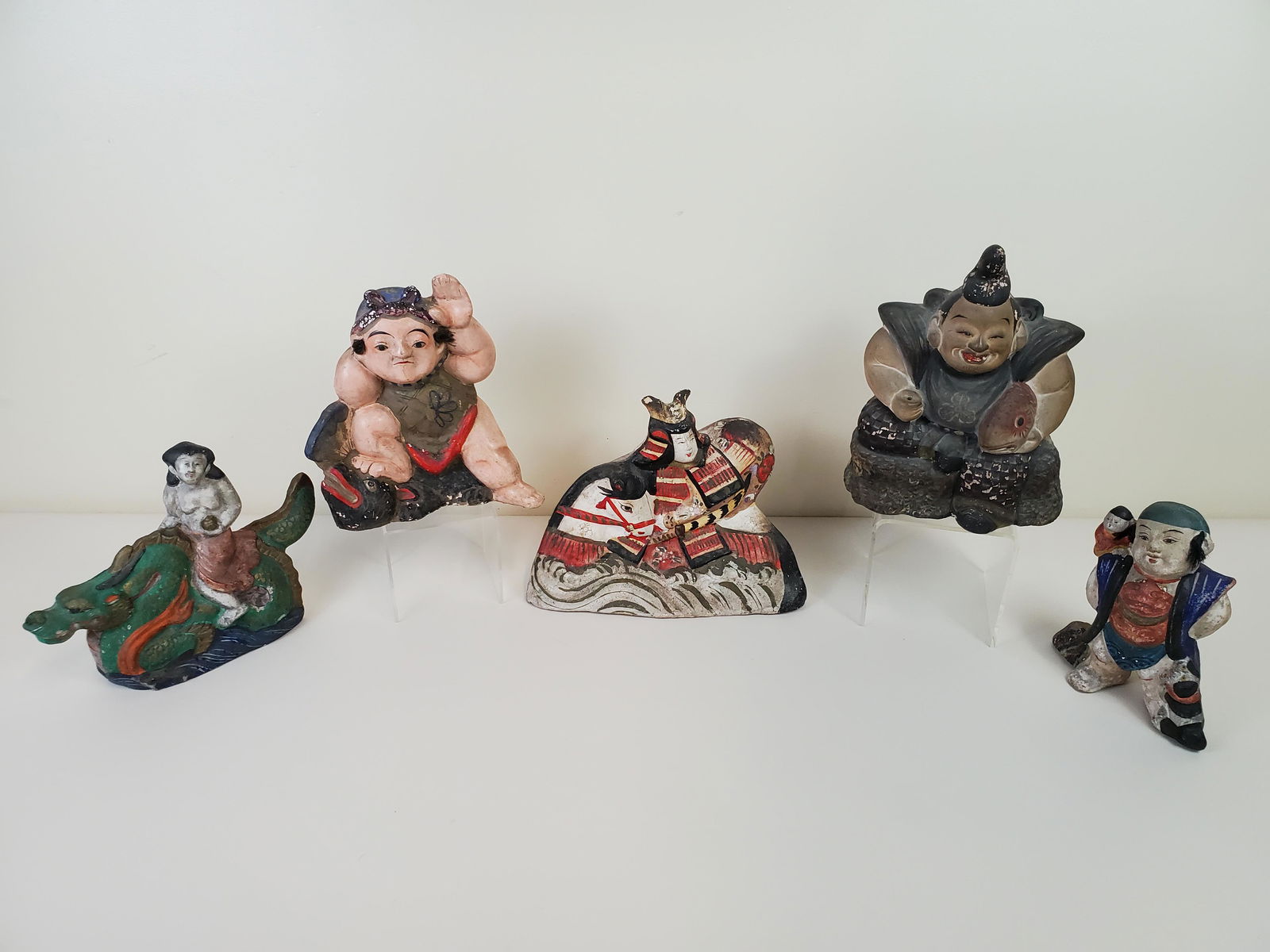 5 Asian Polychrome Pottery Figures (1 of 4)