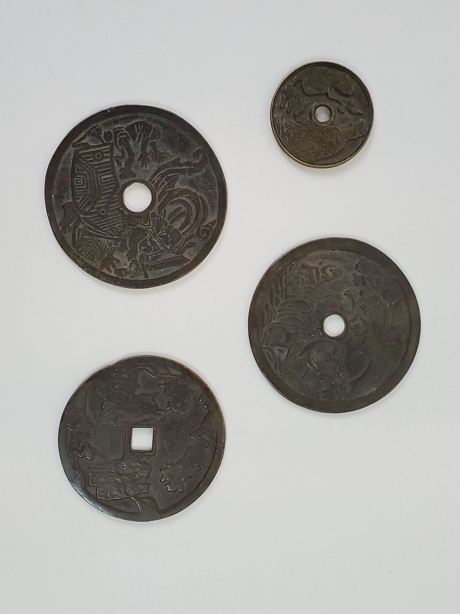 4 Asian Bronze Medallions (1 of 2)
