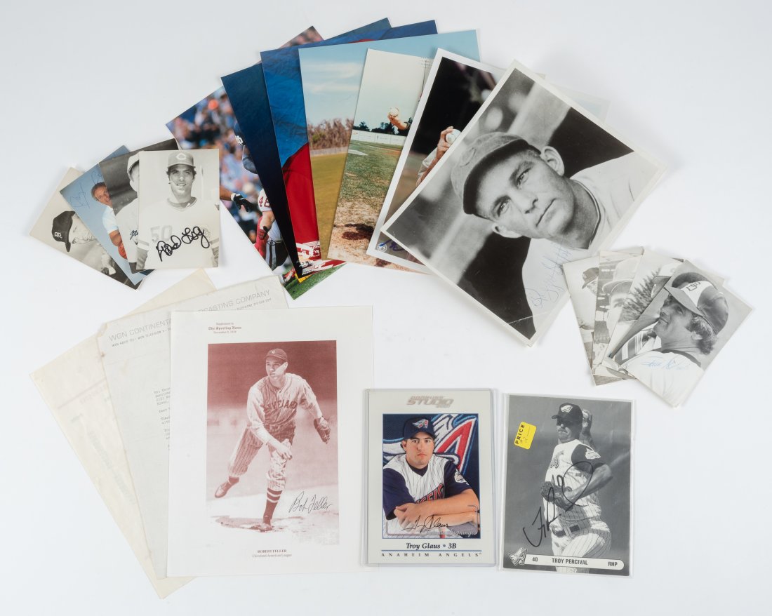 20 Sports Photographs Incl. Autographed: Includes Loud Boudreau, Ray Zellars, Bobby Feller, Stan Lopata, and more. IMPORTANT: Before bidding, please read the terms and conditions. When you registered for the auction you agreed to these terms