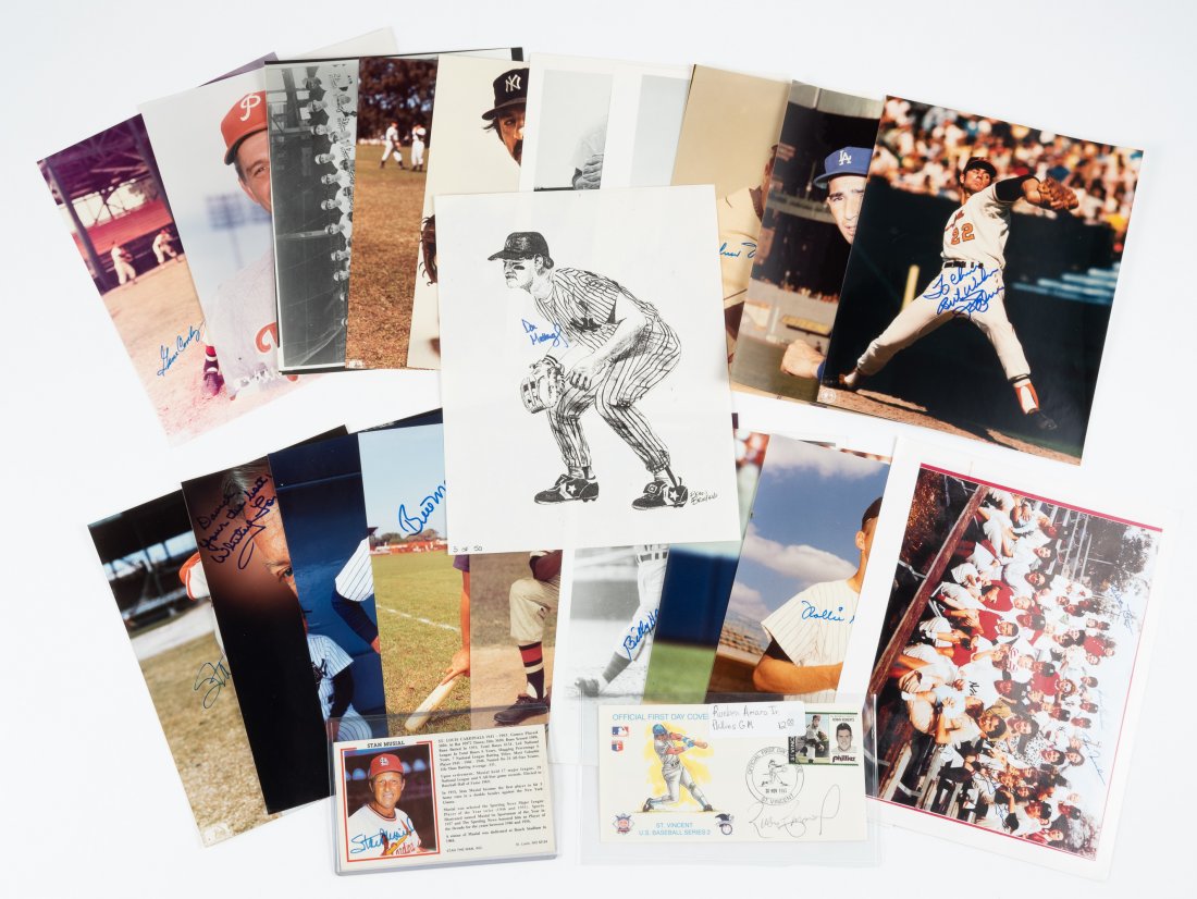 22 Sports Photographs Incl. Autographed: Includes Stan Musial, Rollie Sheldon, Don Mattingly, Billy Herman, and more. IMPORTANT: Before bidding, please read the terms and conditions. When you registered for the auction you agreed to these te