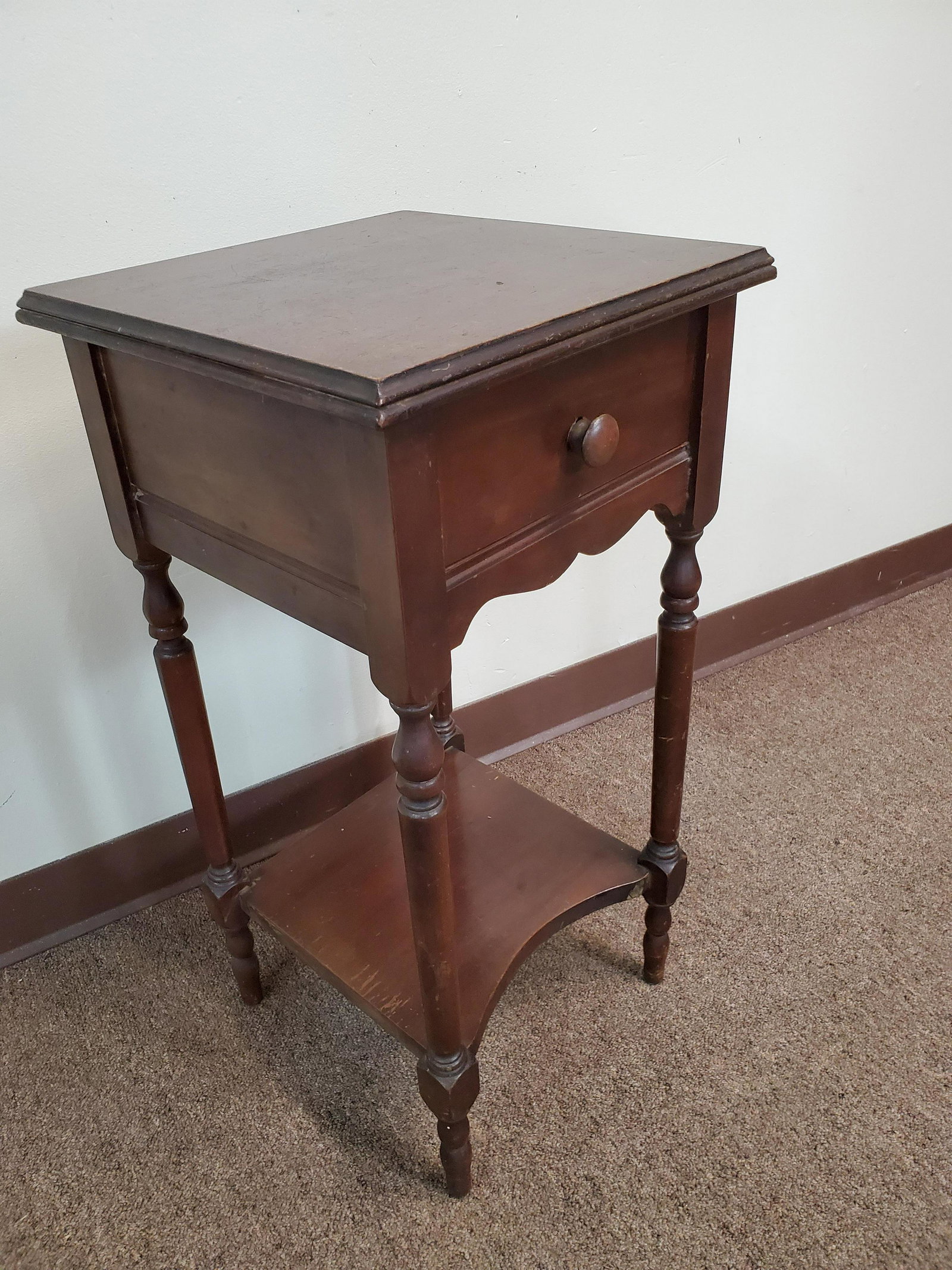 Single Drawer Stand: 14" wide X 14" deep X 27 1/2" high. IMPORTANT: Before bidding, please read the terms and conditions. When you registered for the auction you agreed to these terms and will be required to comply with t