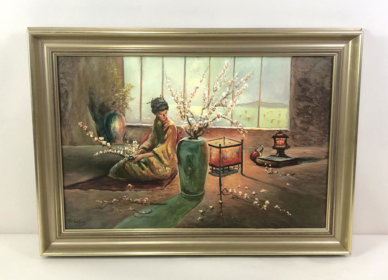 Asian Woman with Cherry Blossoms Painting (1 of 4)