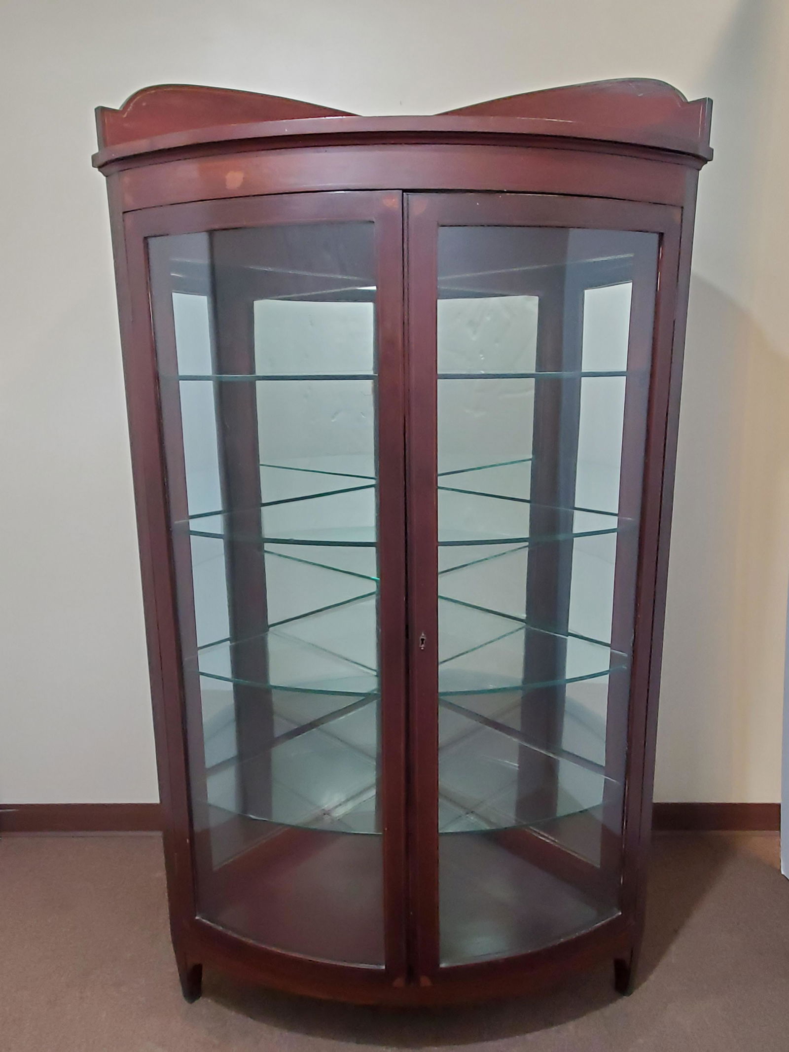 C. 1910 Large Corner China Cabinet with Inlay (1 of 5)