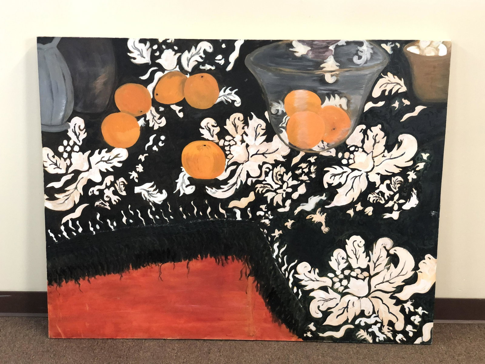 Oversized Hager Abstract Painting: Written on back "Brooke Hager." Overall 41 1/2" high x 53 1/2" wide. IMPORTANT: Before bidding, please read the terms and conditions. When you registered for the auction you agreed to these terms and 